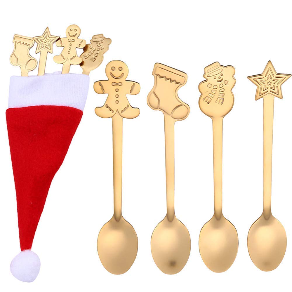 4PCS Colorful Christmas Spoon Handle Flatware Set - Ice Cream & Drink Tools for Holiday Parties - Festive Xmas Decorations & Gifts for Kids Adults - Perfect for Christmas Celebrations, Home Decor & Holiday Gatherings