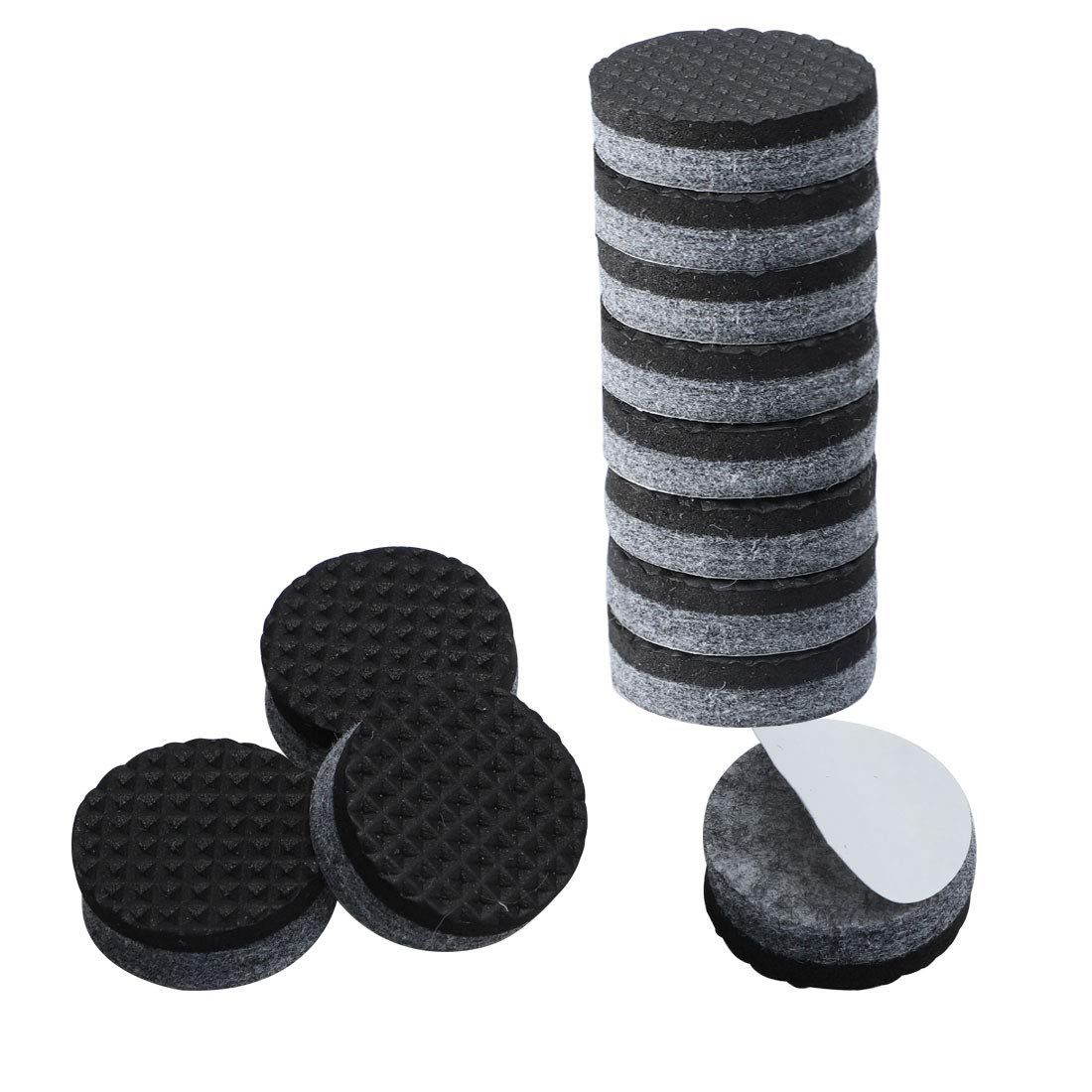 12-Pack Self-Adhesive 2 Inch Round Furniture Felt Pads - Non-Slip Grippers for Cabinet, Chair Legs & Floor Protection (Grey) - Perfect for Hardwood Floors, Office Chairs & Moving Furniture