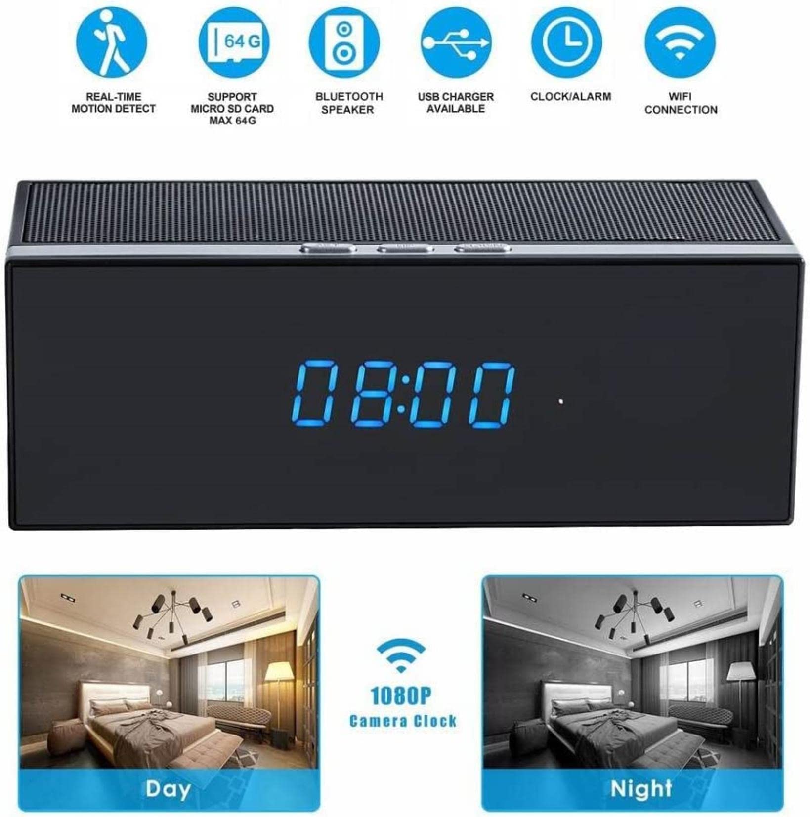 AADECOR Hidden Small Video Clock Camera - 1080P Wireless Spy Camera with Speaker, Mini CCTV for Indoor & Outdoor Surveillance - Includes 32GB Storage - Perfect for Home Security, Office Monitoring, and Nanny Cams