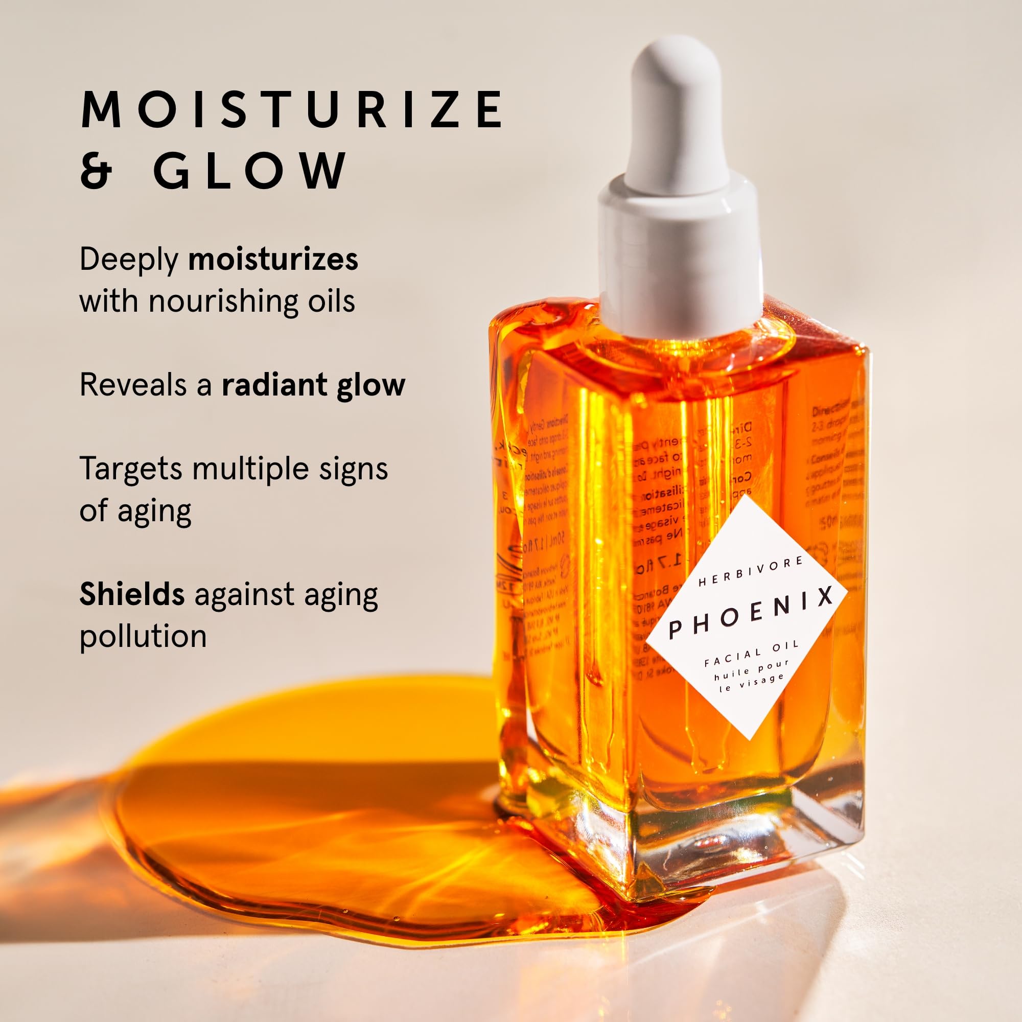 HERBIVORE Phoenix Rosehip Anti-Aging Face Oil – Hydrating with CoQ10, Antioxidants & Vitamin E for Dry Skin | Plant-Based, Vegan & Cruelty-Free Skincare | Perfect for Night Routine & Winter Skin Care