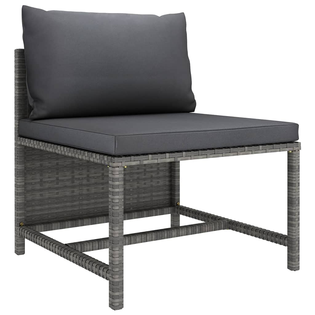 vidaXL 6-Piece Outdoor Lounge Set with Cushions - Poly Rattan Patio Furniture, Modular Design, Removable & Washable Gray Cushion Covers - Perfect for Garden, Poolside & Backyard Relaxation