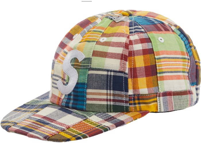 Patchwork Madras S Logo 6 Panel Snapback Hat - Navy Blue Adjustable Baseball Cap for Men & Women - Perfect for Outdoor Sports, Streetwear Fashion and Casual Wear
