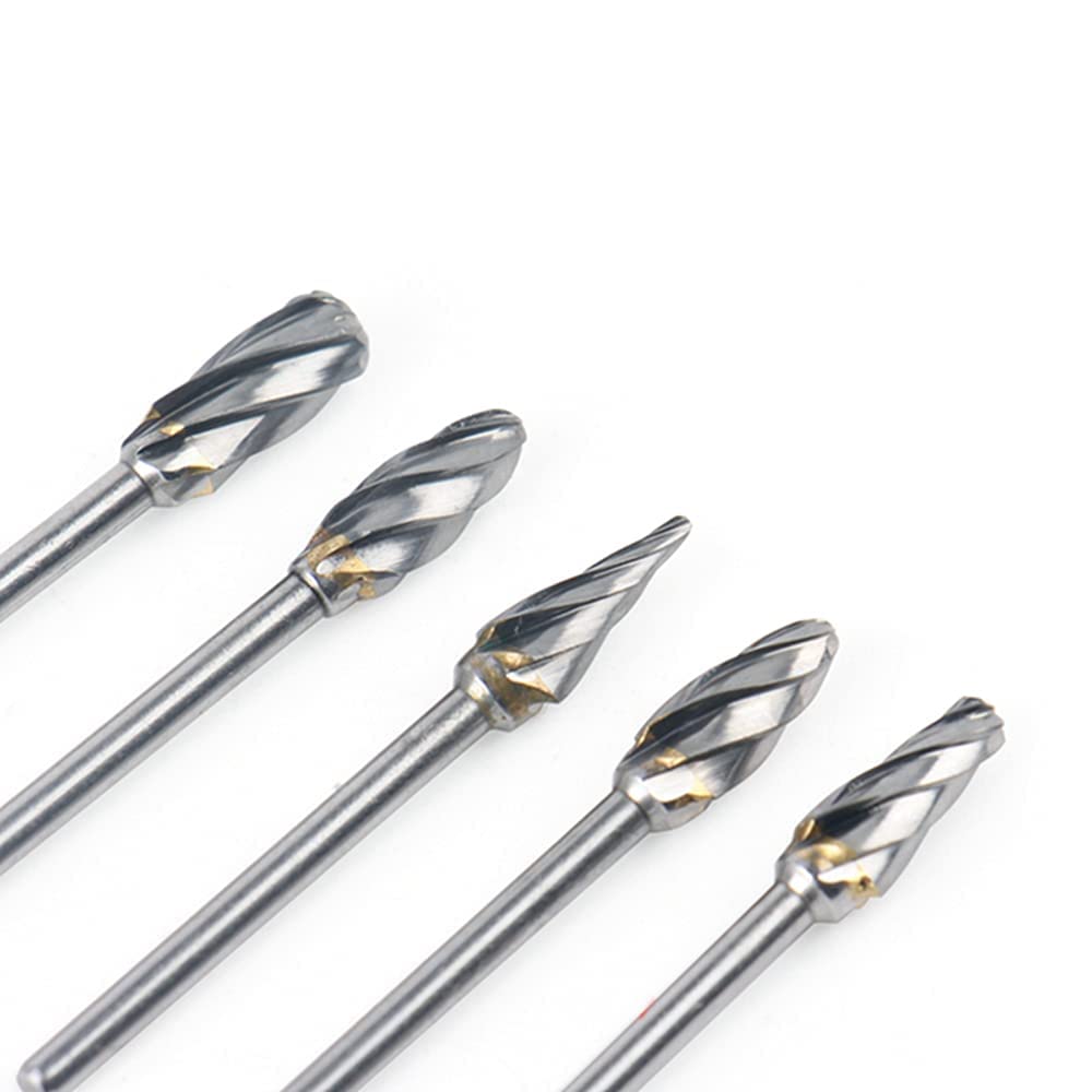 10PCS Carbide Rotary Files - Single Cutting Edge Drill Bits for Die Grinder, Metal Carving Tool Set with 1/8