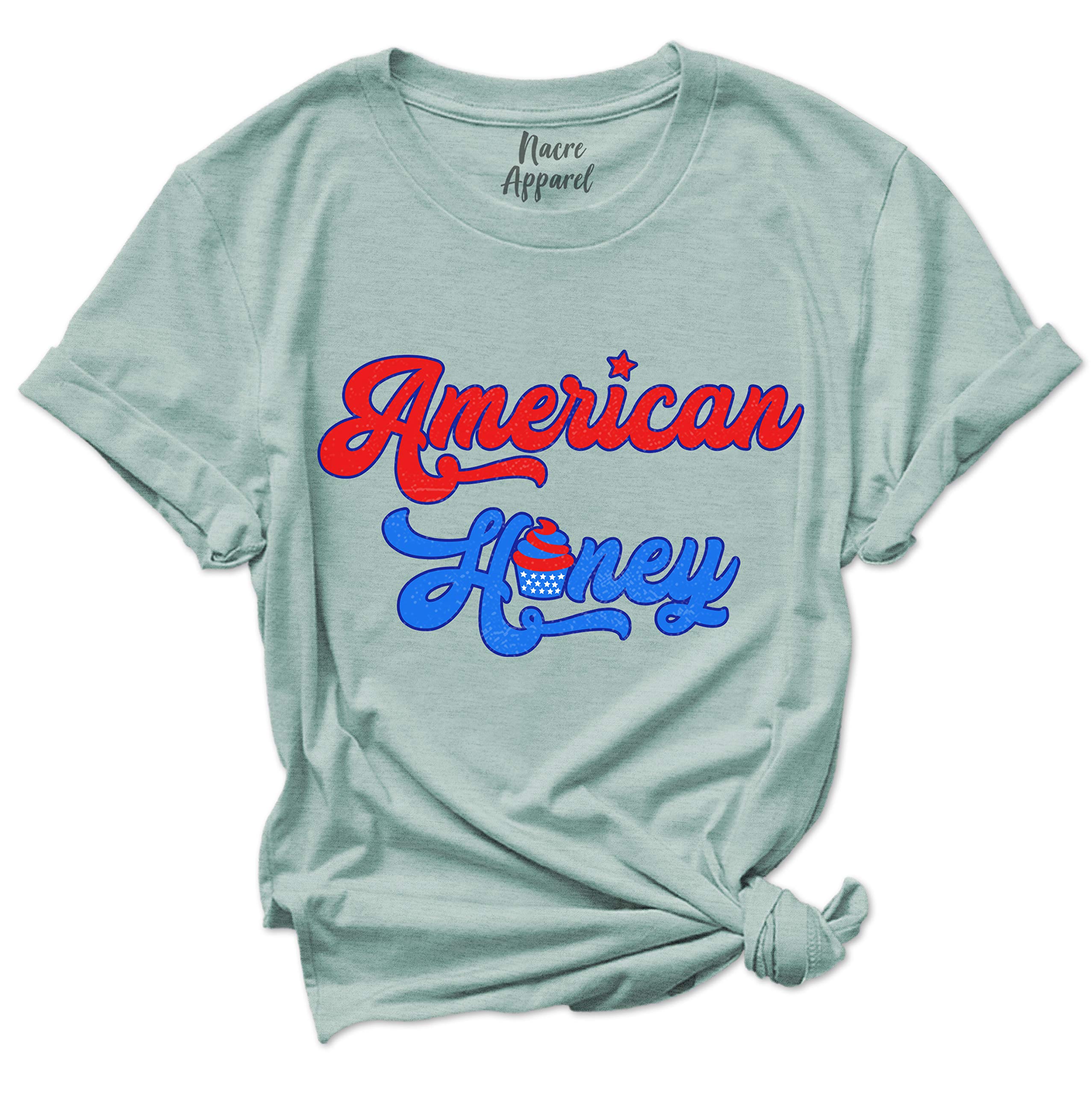 USA Patriotic Honey Shirts for Women - 4th of July American Flag Tees - Ladies Patriotic Outfits for Independence Day Celebrations & Summer BBQ Parties