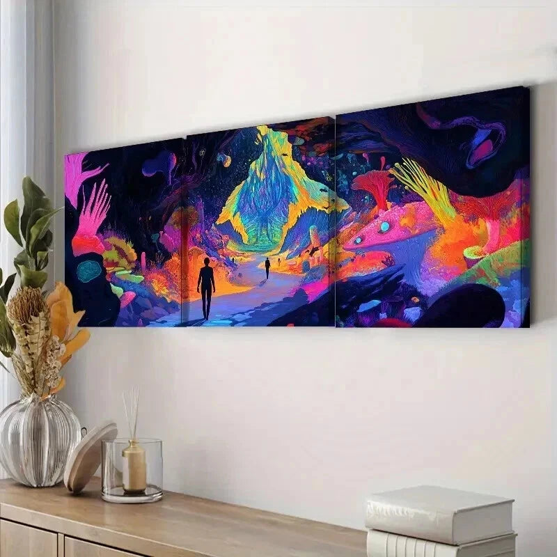 3-Piece Strange Place (4) Wall Art Set - Framed Canvas Prints 50x70cm | High Quality Australian Made Wall Decor | Perfect for Living Room, Bedroom & Office Decor