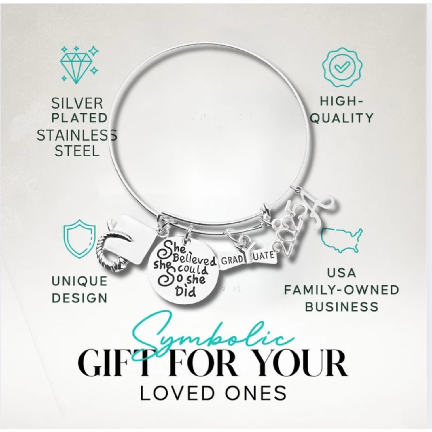 Personalized Graduation Bracelet with Initial Charm - Custom 2025 Graduation Gift for Her, Him & Graduates - Infinity Collection 2025 Edition - Perfect for High School & College Graduation Ceremonies, Parties & Keepsake Gifts