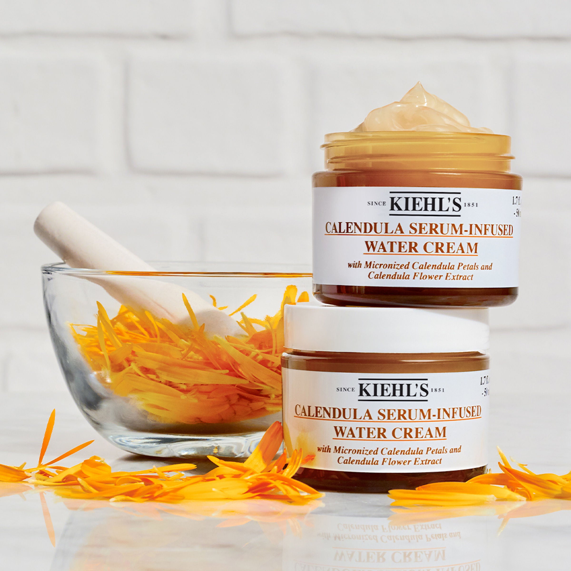 Calendula Serum Infused Water Cream - Hydrating Face Moisturizer for Dry & Sensitive Skin | Day & Night Use for Glowing Complexion | Perfect for Skincare Routine & Travel
