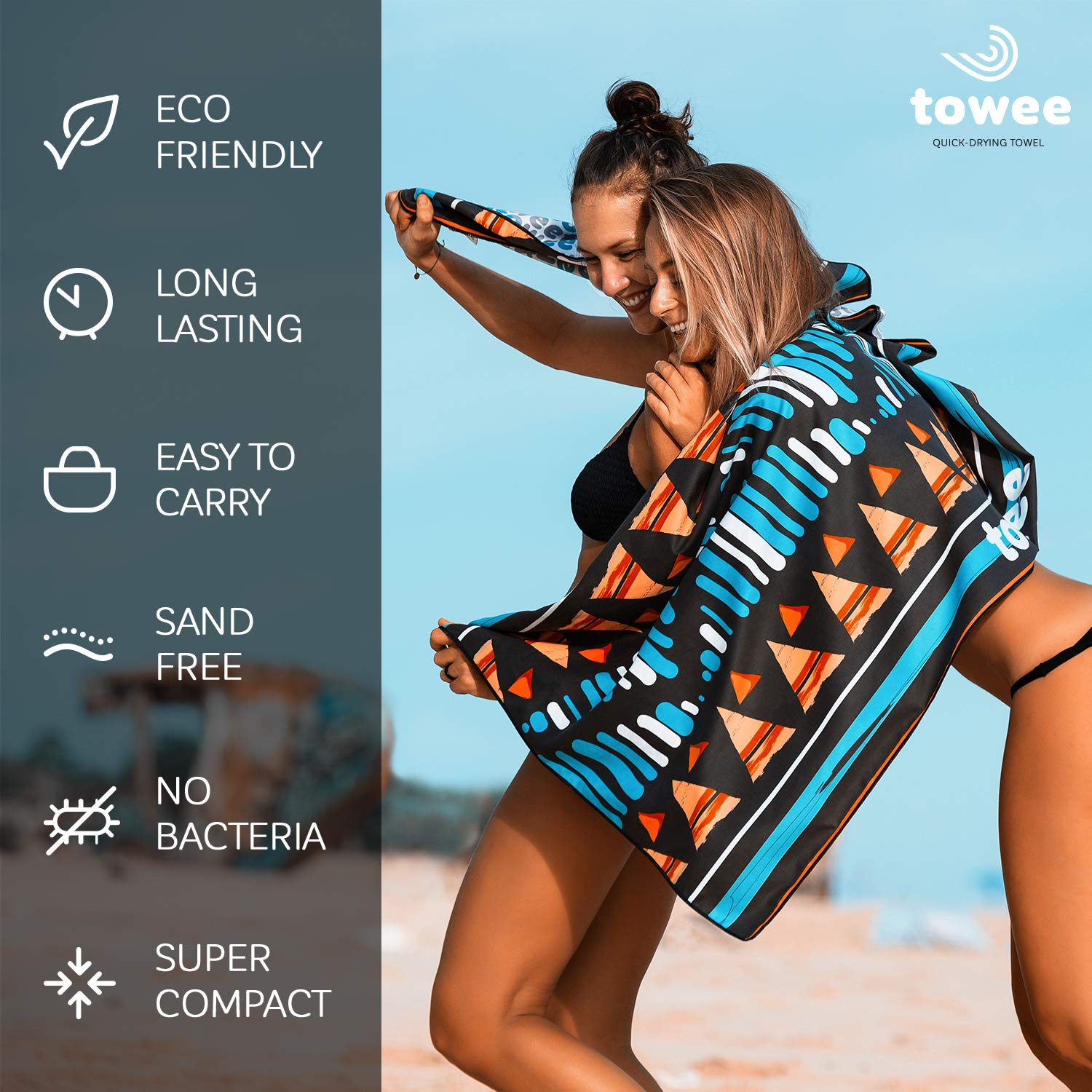 **Towee Microfiber Beach Towel - Quick Dry, Lightweight & Ultra Absorbent - 55