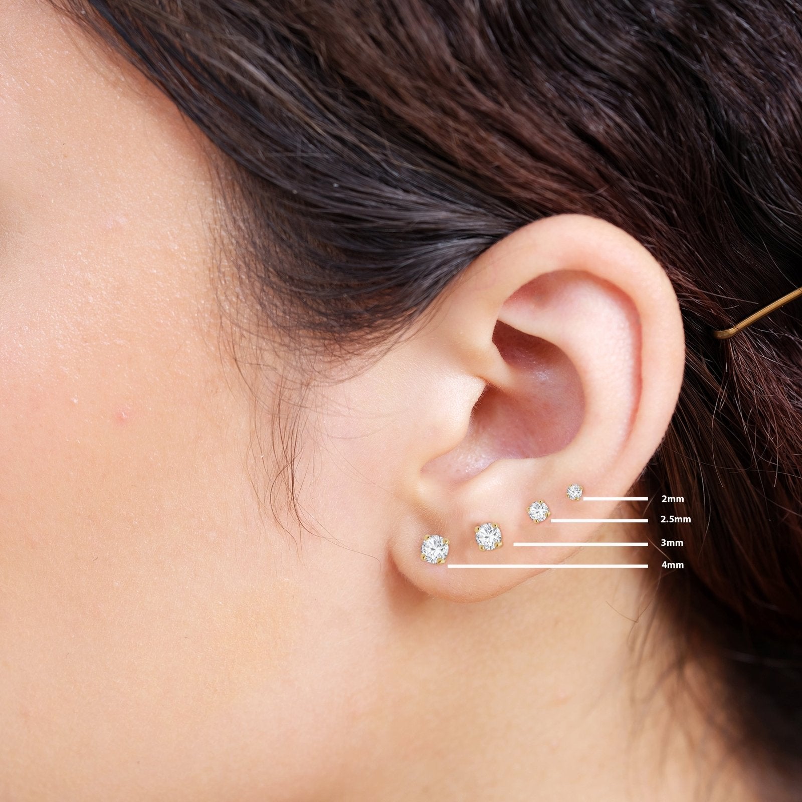 14K Rose Gold Diamond Flat Back Threaded Stud Earrings for Women - Perfect for Everyday Wear, Parties & Special Occasions
