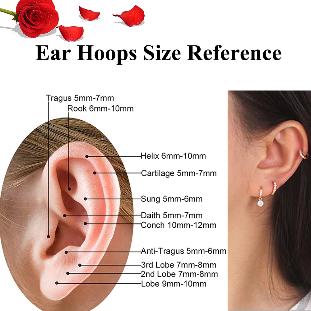 5mm Huggie Hoop Earrings for Women - 925 Sterling Silver Cubic Zirconia Mini Cartilage Earrings | Cute Forward Helix, Tragus & Lobe Piercing Jewelry | Perfect for Everyday Wear, Date Night & Gifts
