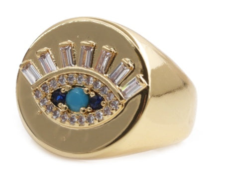 Elegant Bronze Zirconium Eye Shape Ring for Women - Boho Chic Jewelry Gift for Valentine's Day, Anniversary & Special Occasions