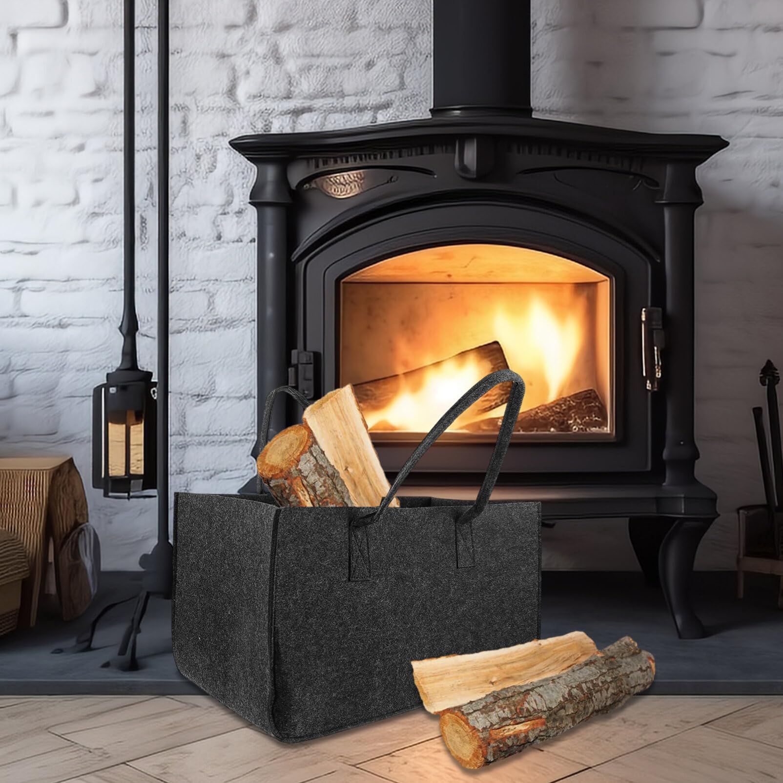 Portable Firewood Storage Pouch - Durable Felt Firewood Bag Log Carrier - Easy to Fold & Carry - Perfect for Camping, Fireplace & Outdoor Adventures