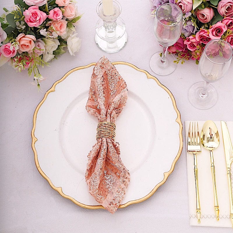 20 x 20 Inch Sparkling Tulle Napkins with Sequins & Geometric Design - Elegant Party Table Decor for Weddings, Bridal Showers & Special Events
