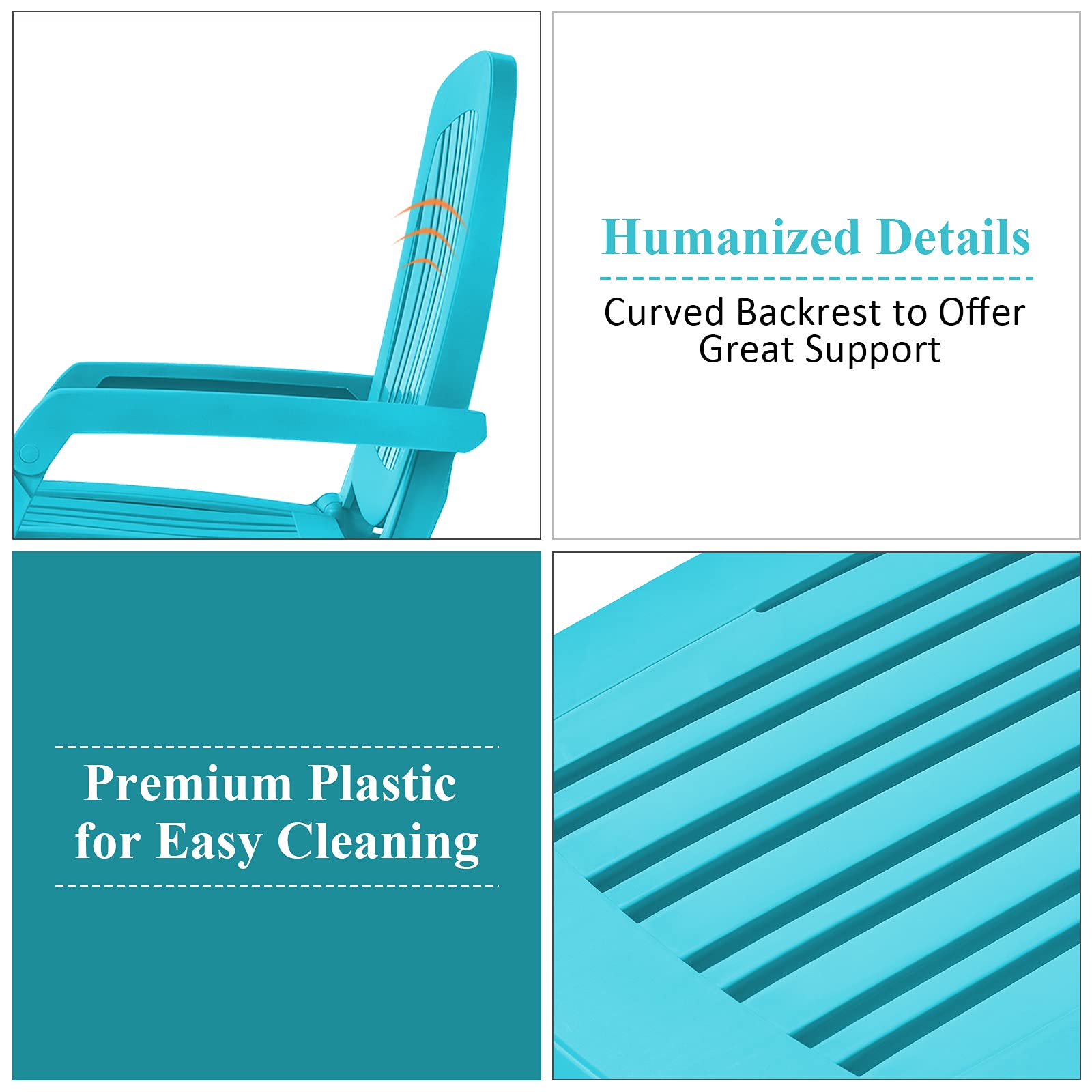 Giantex Adjustable Chaise Lounge Chair - 6-Position Recliner with Wheels, Foldable Outdoor Sun Lounger for Patio, Poolside & Garden - Turquoise - Perfect for Relaxing by the Pool, Sunbathing or Backyard Lounging