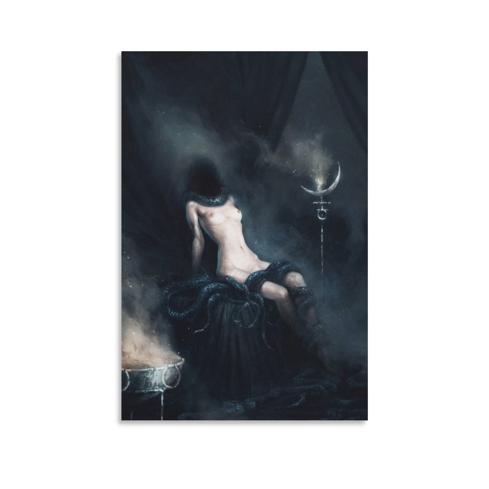 Horror & Gothic Art Posters - Beauty and Snake Illustration Wall Art for Bedroom, Living Room Decor - Aesthetic Abstract Prints for Home & Office