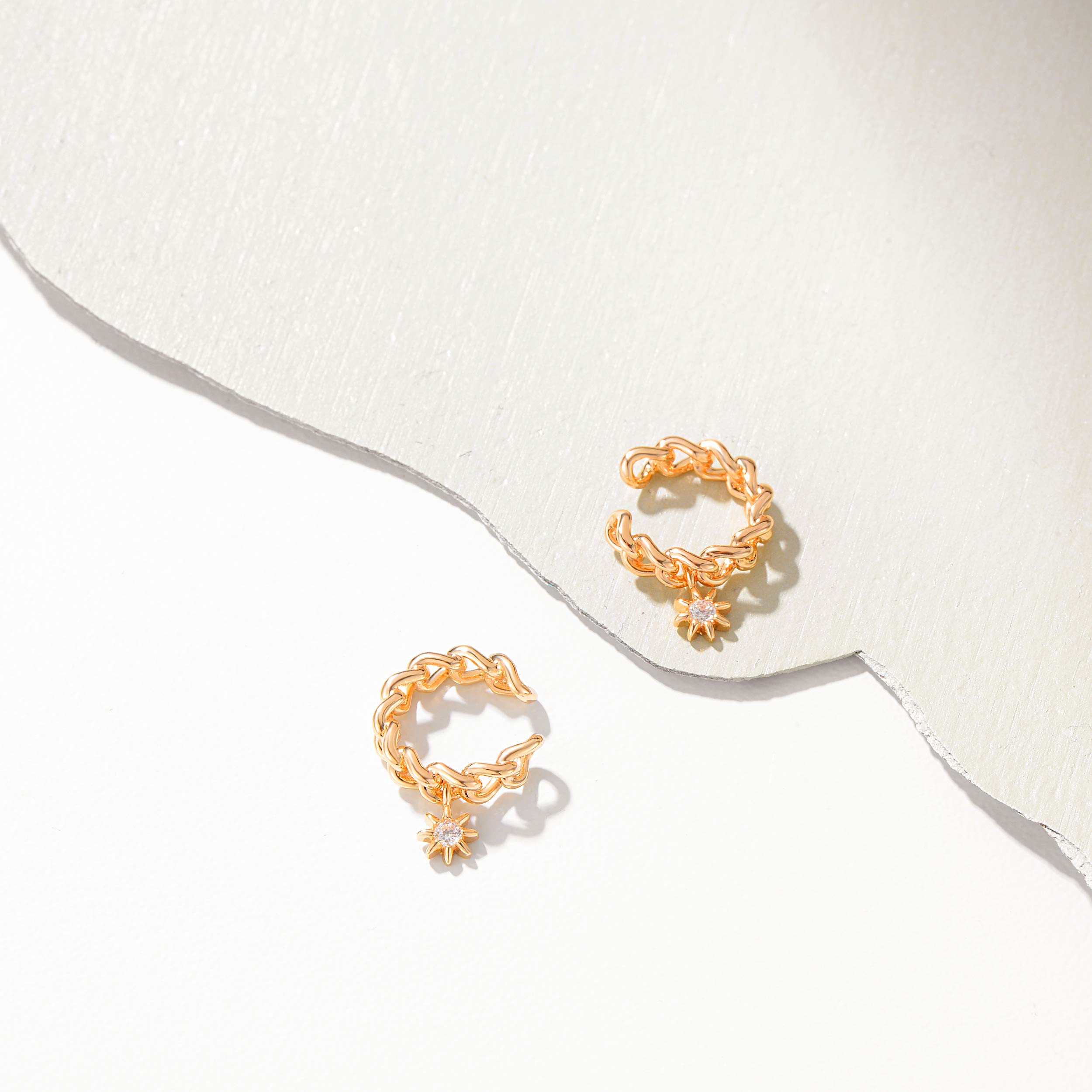 VACRONA 14K Gold Plated Cubic Zirconia Ear Cuff - Hypoallergenic Non-Pierced Helix Wrap Earrings for Women | Sparkling Round Cuff Ear Jewelry | Perfect Gift for Birthday, Anniversary & Special Occasions