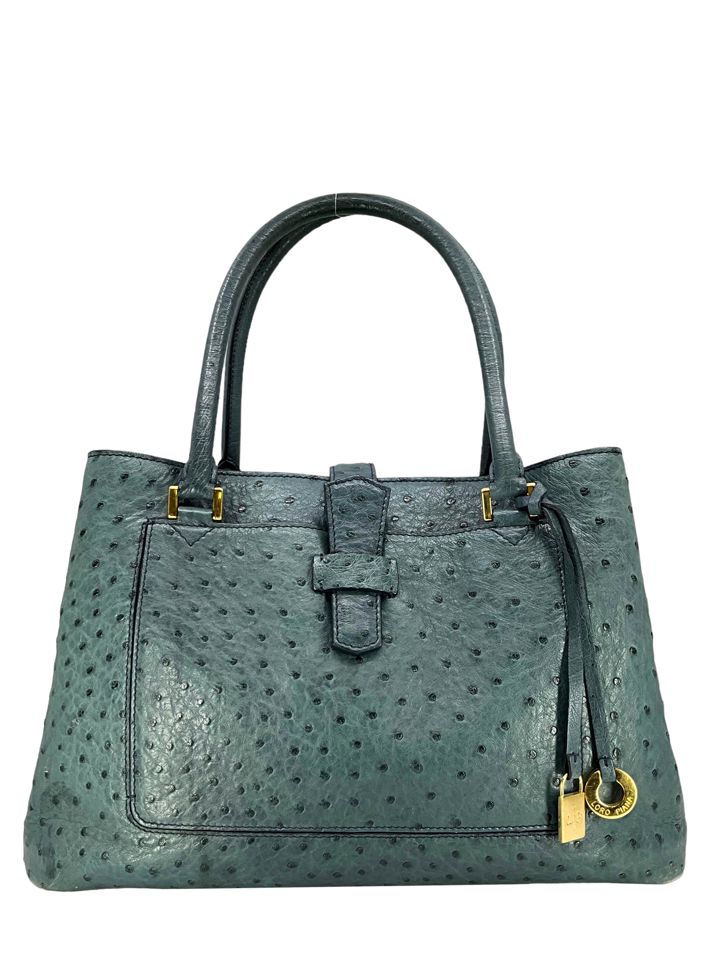 Luxury Loro Piana Ostrich Leather Bellevue Tote Bag for Women - Premium Handmade Designer Shoulder Bag for Work, Travel & Everyday Use