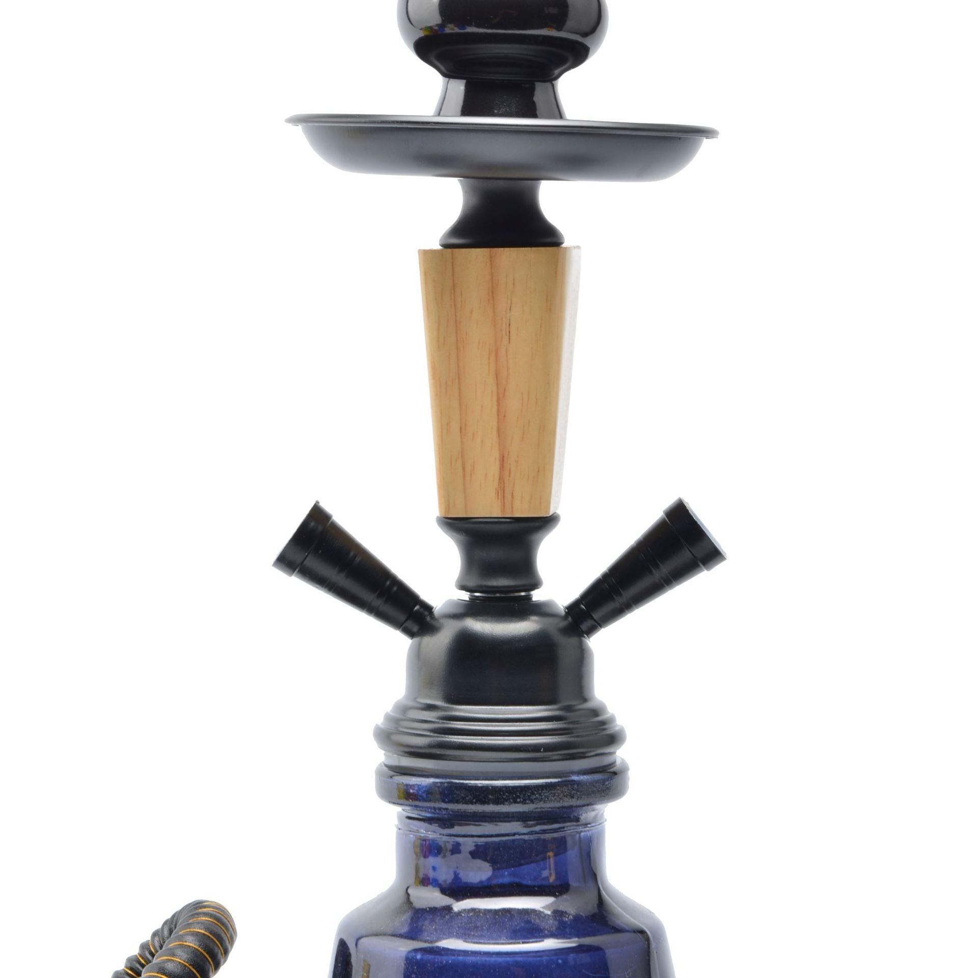 Premium Small Double Tube Hookah Set with Hose, Bowl & Wood Chimney - Complete Narguile Accessories Kit for Home Parties, Lounges & Relaxation