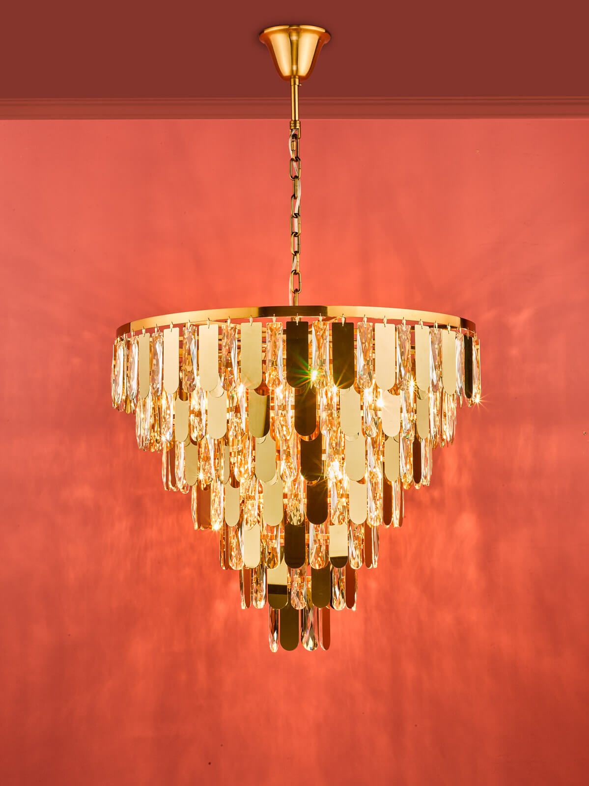 Amira 12-Light Chandelier in Polished Gold with Crystal Accents - Elegant Dining Room & Living Room Lighting Fixture
