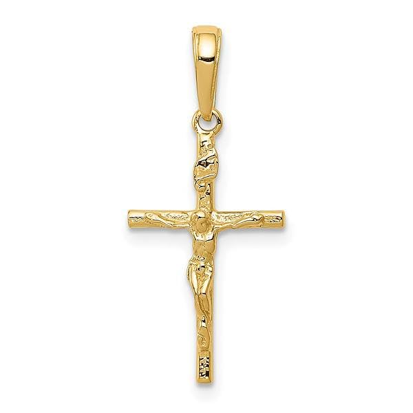 14K Solid Yellow Gold Jesus Christ Crucifix Pendant Necklace - Religious Cross Charm for Women & Men, Perfect for Baptism, First Communion, Confirmation & Daily Wear