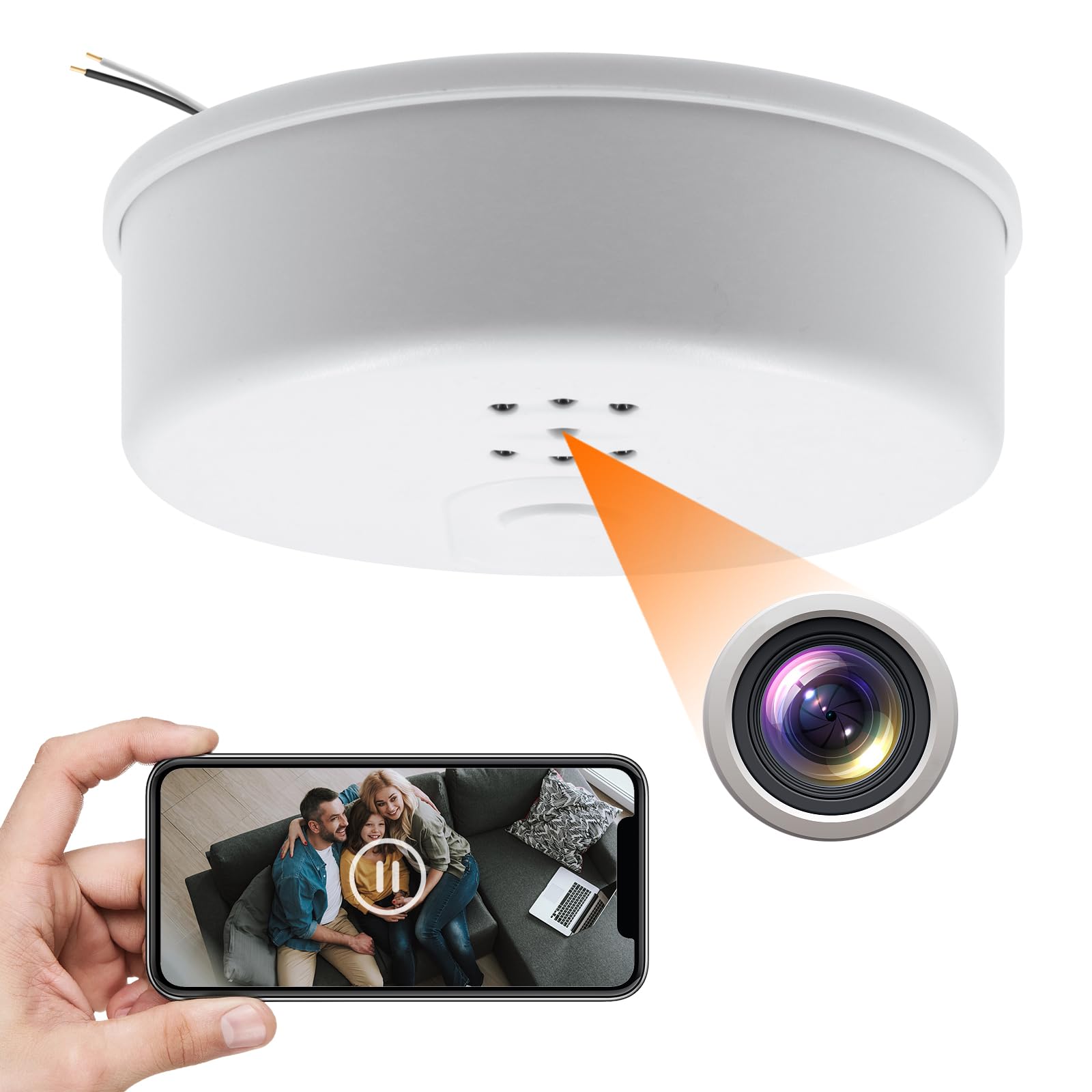 WiFi Hidden Camera Smoke Detector - 1080P HD Wireless Security Camera with Motion Detection, Night Vision & Remote Viewing | Mini Spy Cam for Home, Office, Baby Monitor & Indoor Surveillance