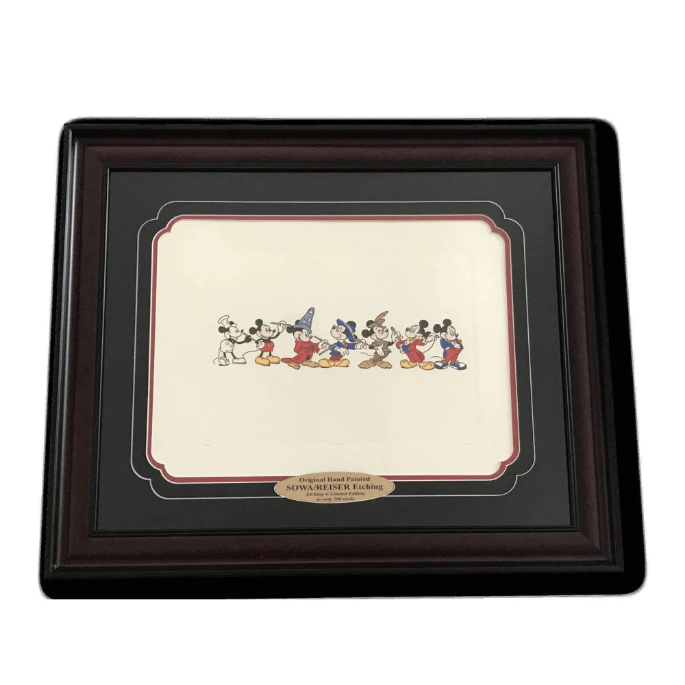 Authentic Mickey Mouse Framed 12x16 Etch Artwork by Sowa & Reiser - Limited Edition #/500 - Hand Painted Disney Collectible - Perfect for Home Decor, Disney Fan Gifts & Art Collections