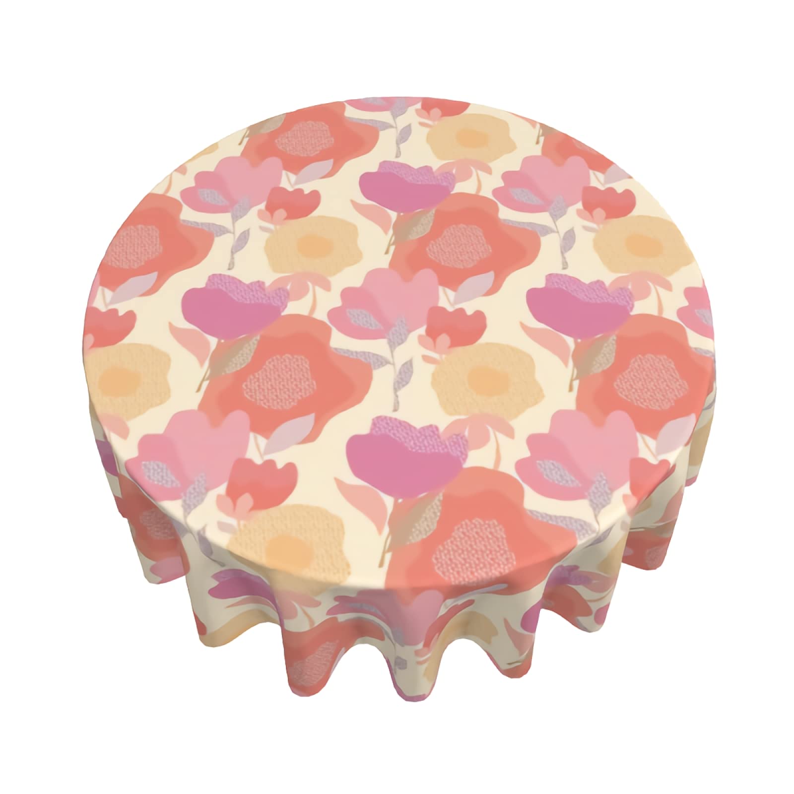 Cafl Round Table Cloth - Waterproof Abstract Pastel Boho Floral Table Cover for Wedding, Party, Dining & Holiday Banquet - Perfect for Indoor/Outdoor Events, Picnics & Home Decor