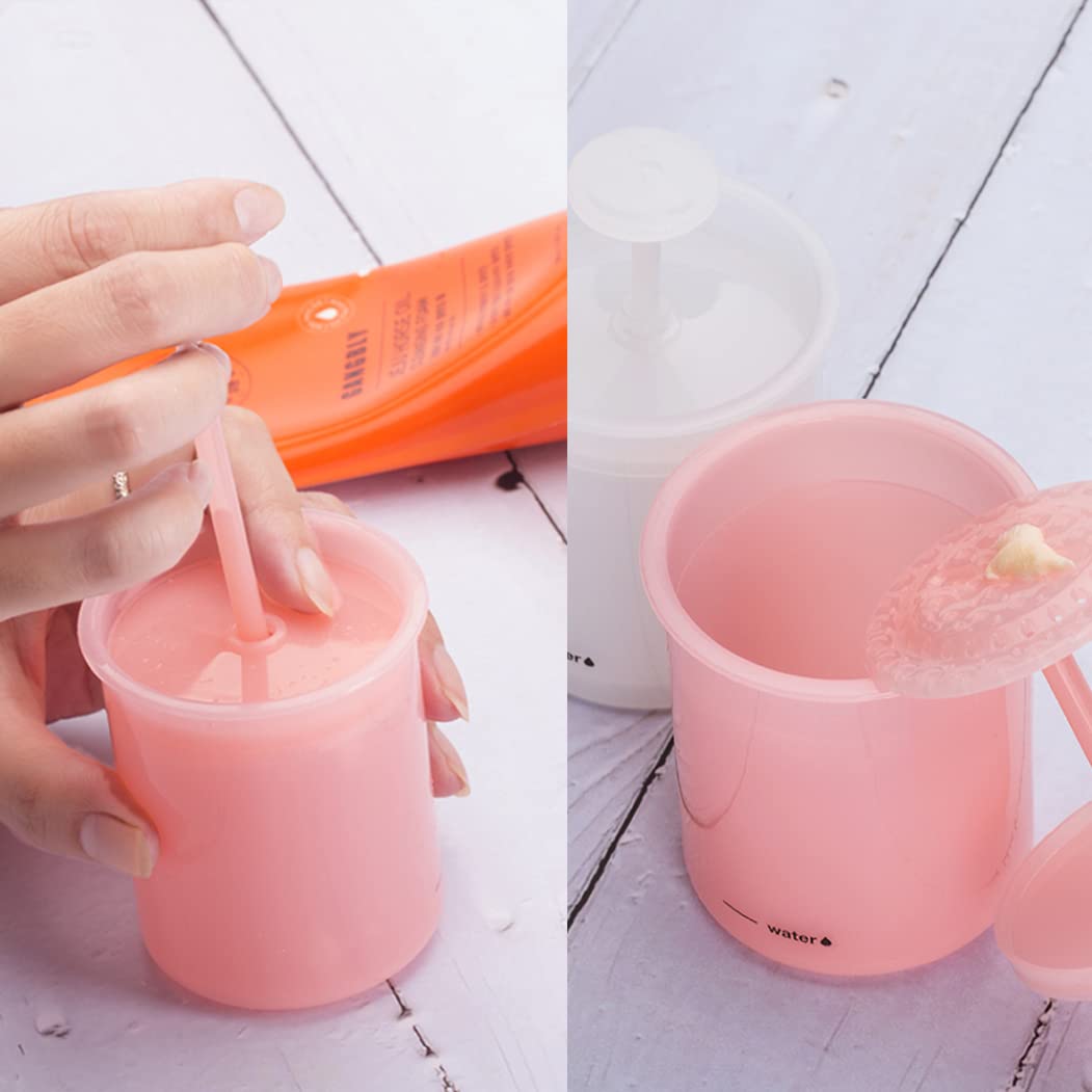 Plastic Foam Maker for Skincare & Face Cleanser | Travel-Friendly Bubble Maker Cup for Rich Lather | Perfect for Makeup Removal & Household Use | White