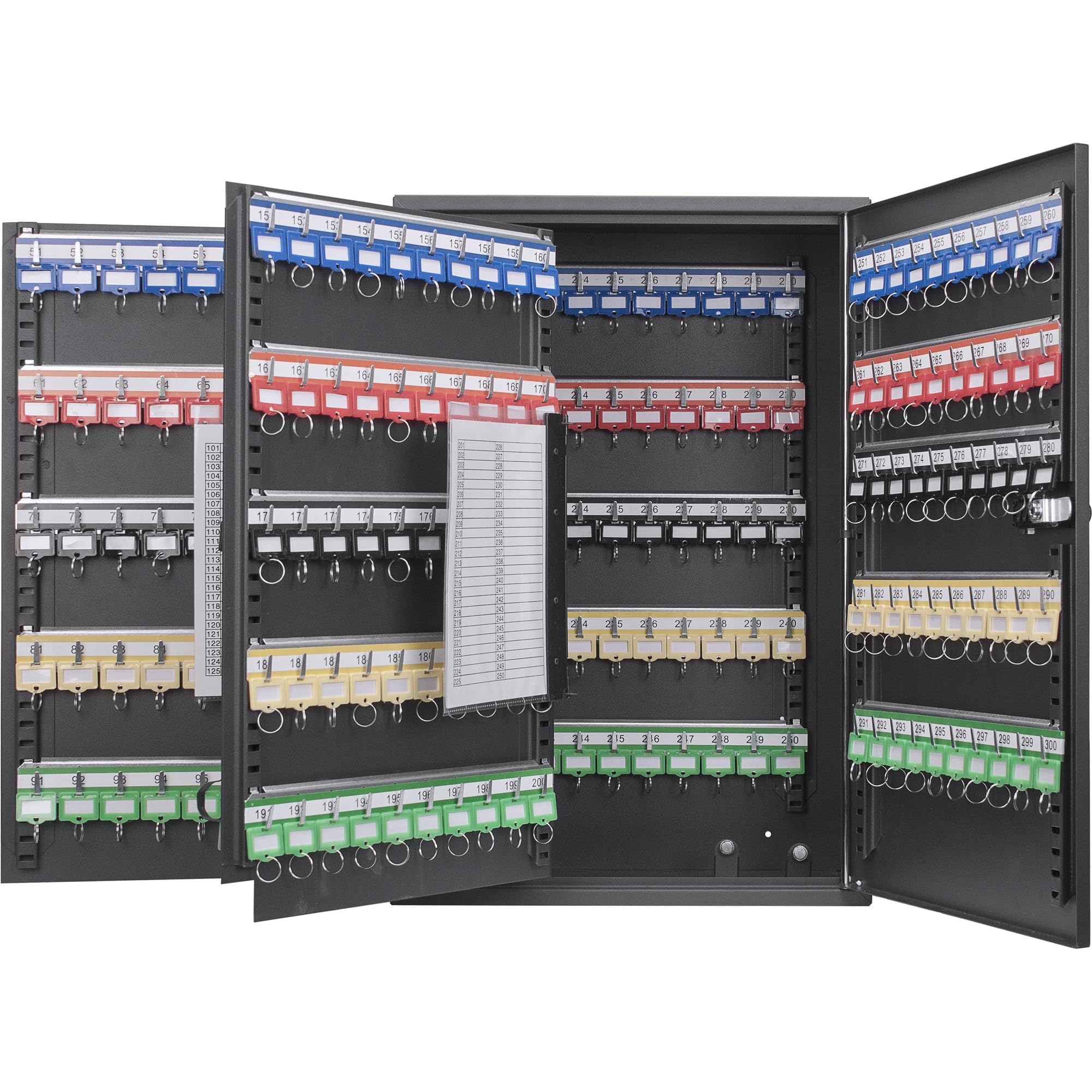 Barska 300-Position Adjustable Key Cabinet Lock Box with Combination Lock & Colorful Key Tag Labels - Secure Storage for Home, Office, or Gym - Black