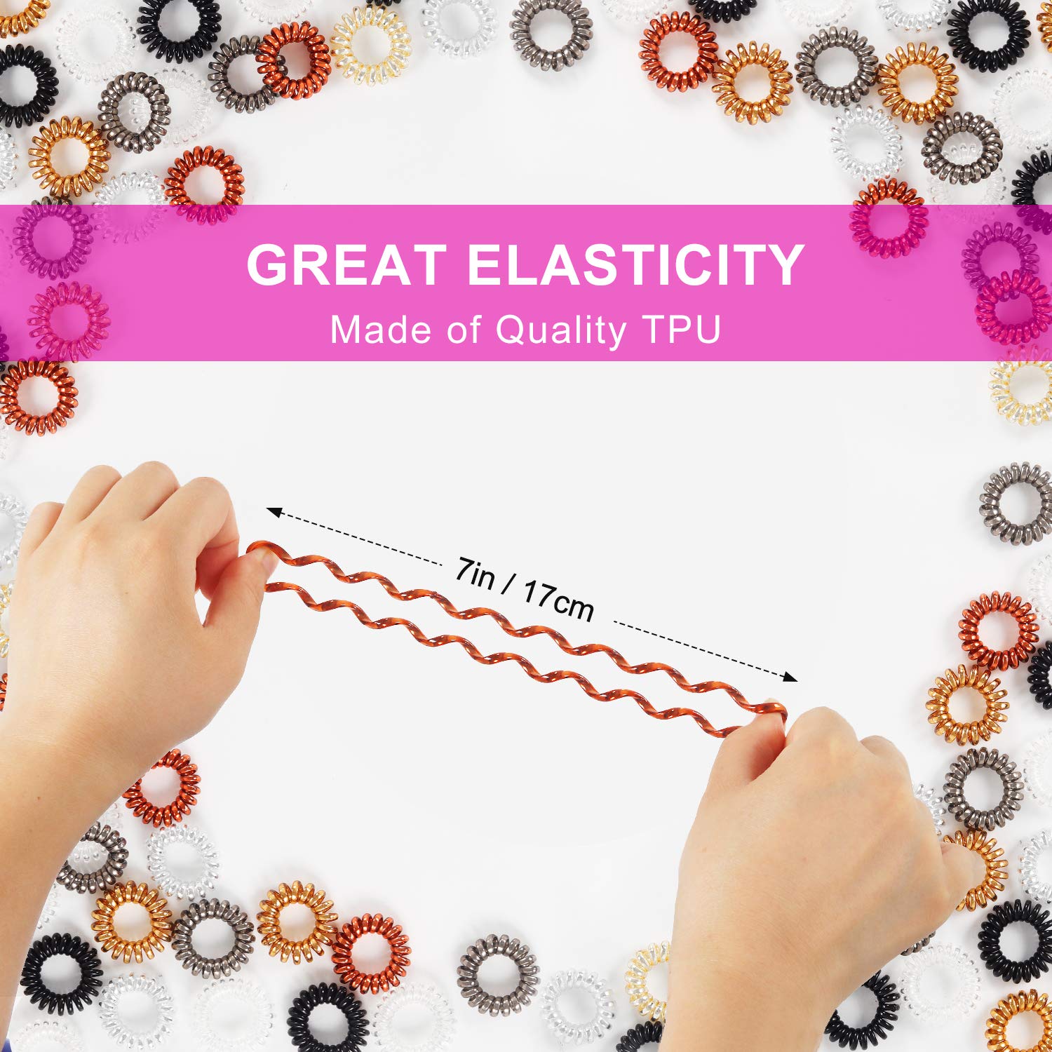 20 Pcs Spiral Hair Ties No Crease Coil Hair Bands for Thick Hair - Soft Phone Cord Ponytail Holders for Women & Girls - Perfect for Workouts, Yoga, Sports and Everyday Styling