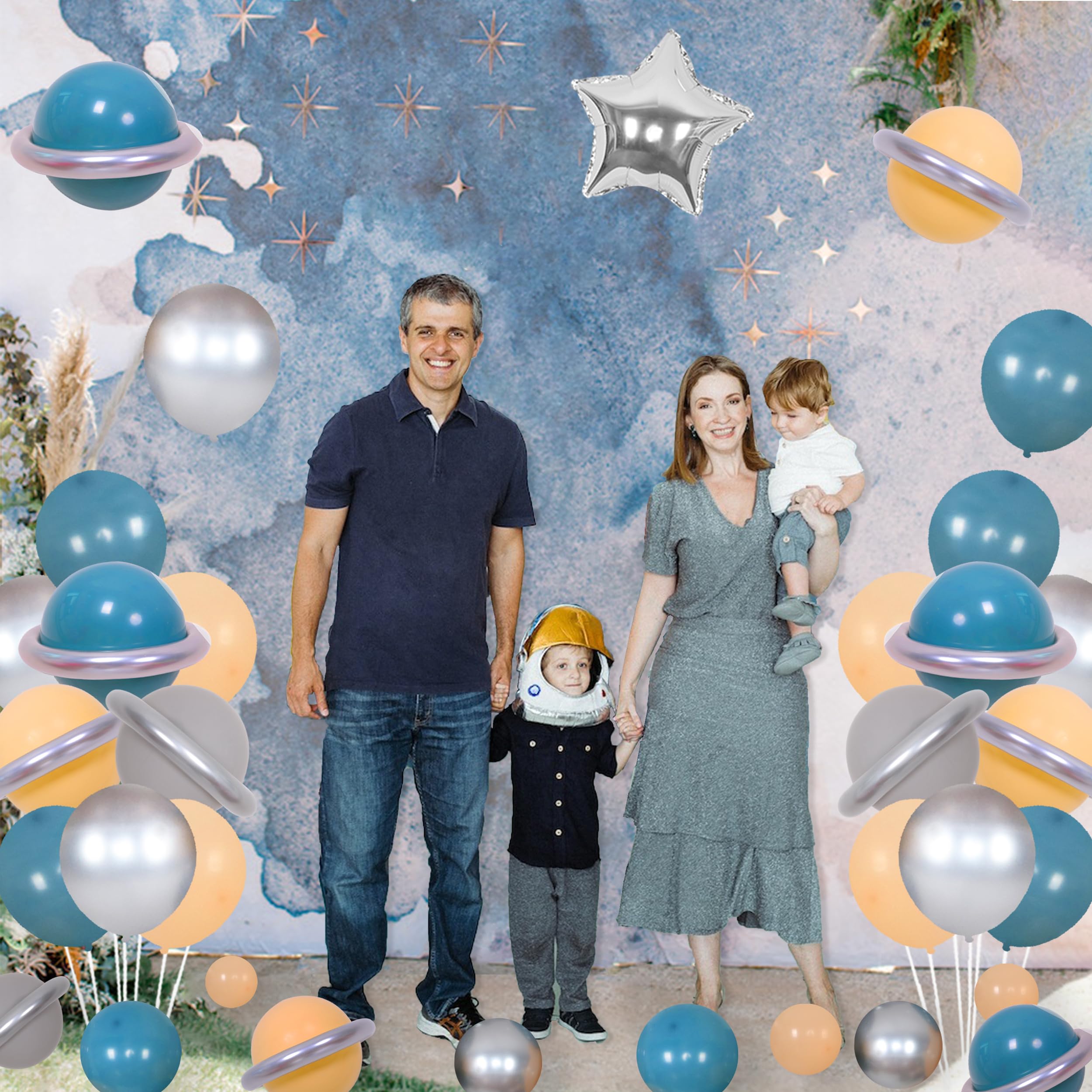 Outer Space Themed 1st Birthday Party Decorations for Boys - First Trip Around the Sun Balloon Garland Arch, One Year Old Backdrop, Planet Star Astronaut Foil Balloons | Perfect for Baby Boy's First Birthday, Space-Themed Nursery Decor, and Cosmic Celebration Parties