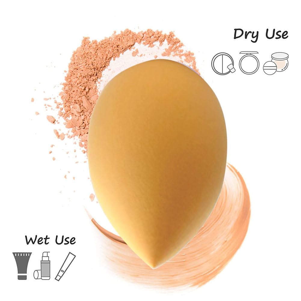 4 PCS Makeup Sponge Set with Holder Case - Latex-Free Beauty Blender Sponge for Dry & Wet Use - Foundation, Powder & Cream Applicator - Perfect for Travel, Professional Makeup & Everyday Use
