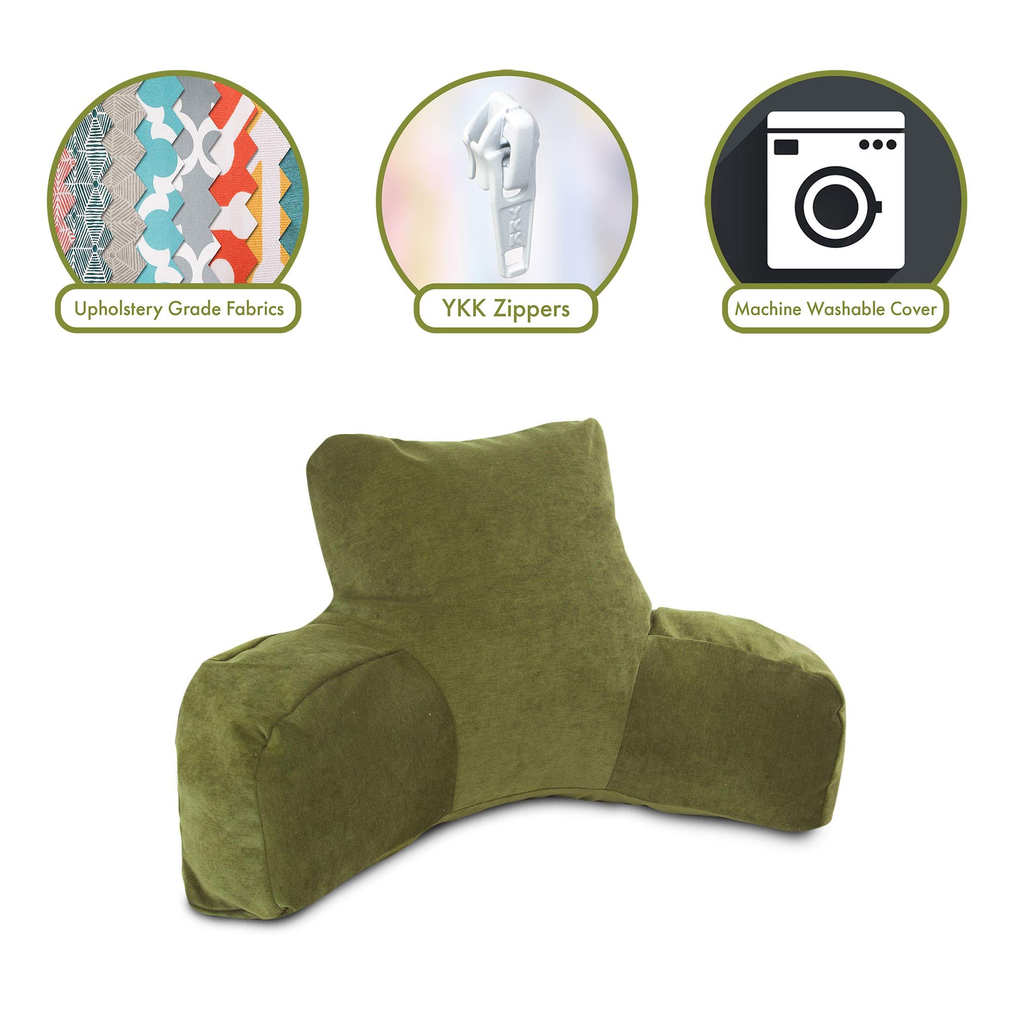 Majestic Home Goods Villa Reading Pillow with Fern Design - Comfortable Backrest for Bed, Sofa & Floor - Perfect for Reading, Relaxing & Lounging