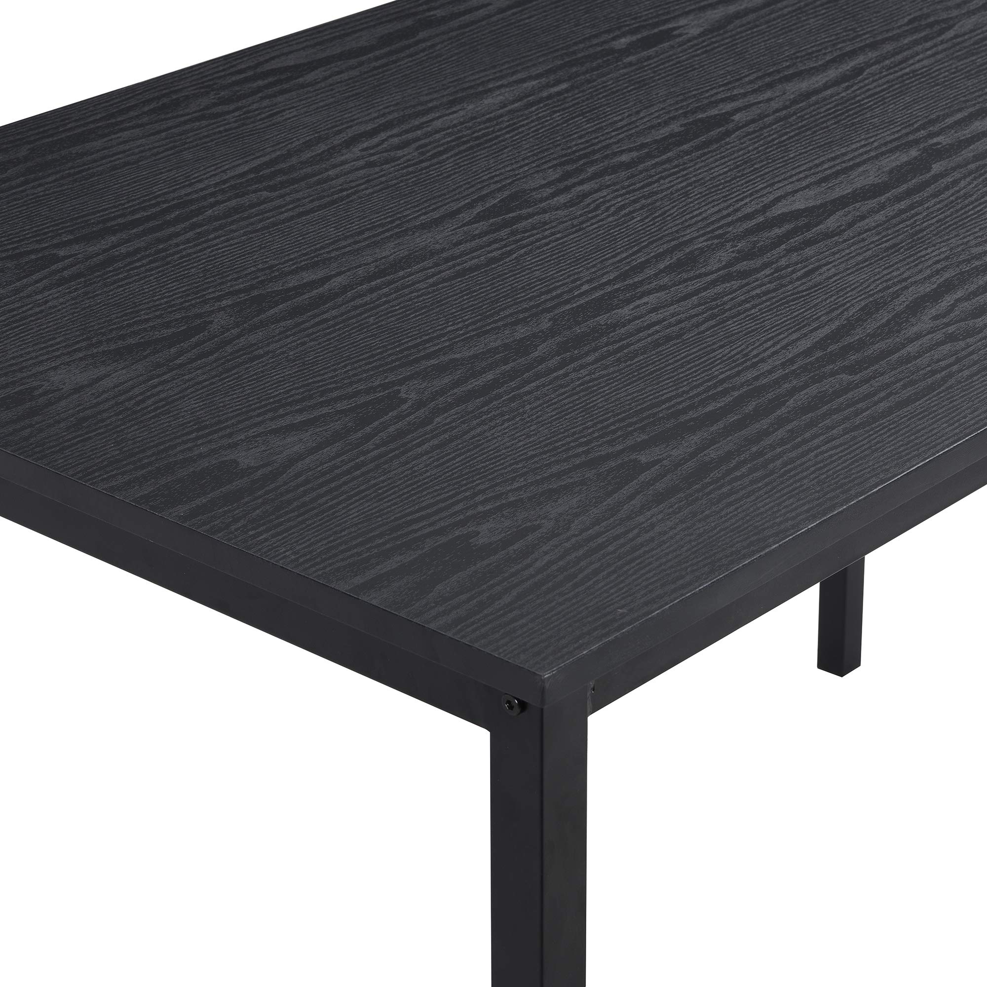 Modern 3-Piece Dining Set with 2 Benches - Black Metal Frame & MDF Board Kitchen Table for 4-6 People - Perfect for Small Spaces, Apartments & Cozy Family Meals