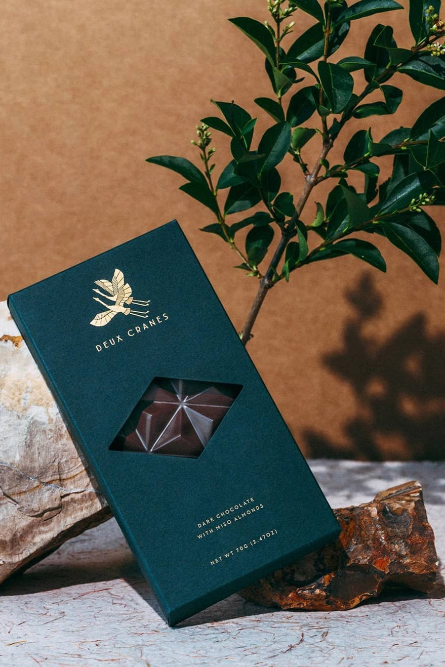 Premium Dark Chocolate Bar with Miso Almonds - Organic, Vegan & Gluten-Free Snack for Gifts, Desserts & Healthy Indulgence
