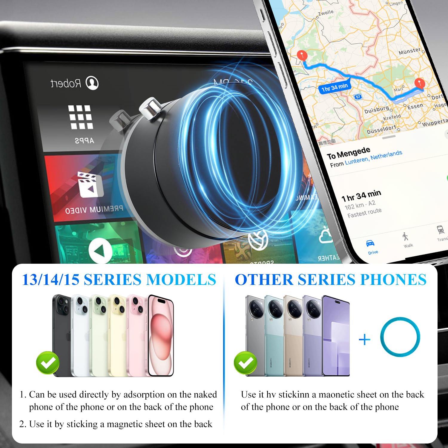 Foldable Vacuum Suction Car Phone Holder for iPhone 16/15/14/13/12 - Universal Phone Mount for Car Dashboard, Gym, Mirror & Home Use - Multi-Angle Adjustable Black Smartphone Stand (Perfect for Driving, Workouts & Hands-Free Viewing)
