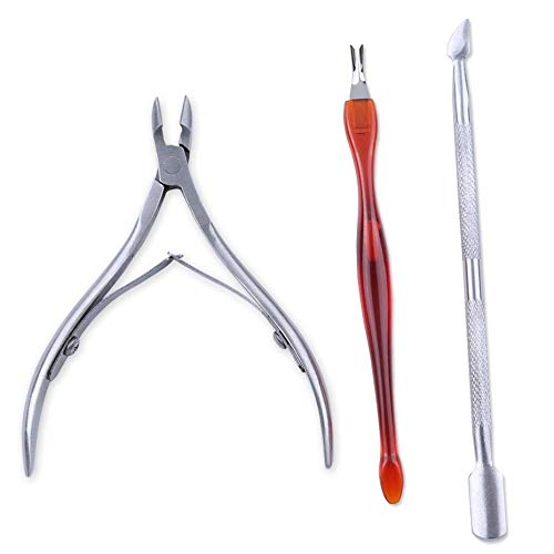 Professional Stainless Steel Nail Cuticle Pusher & Nipper Set - Dead Skin Remover & Manicure Tool (11cm) - Perfect for Home Nail Care, Salon Use & Pedicure Kits