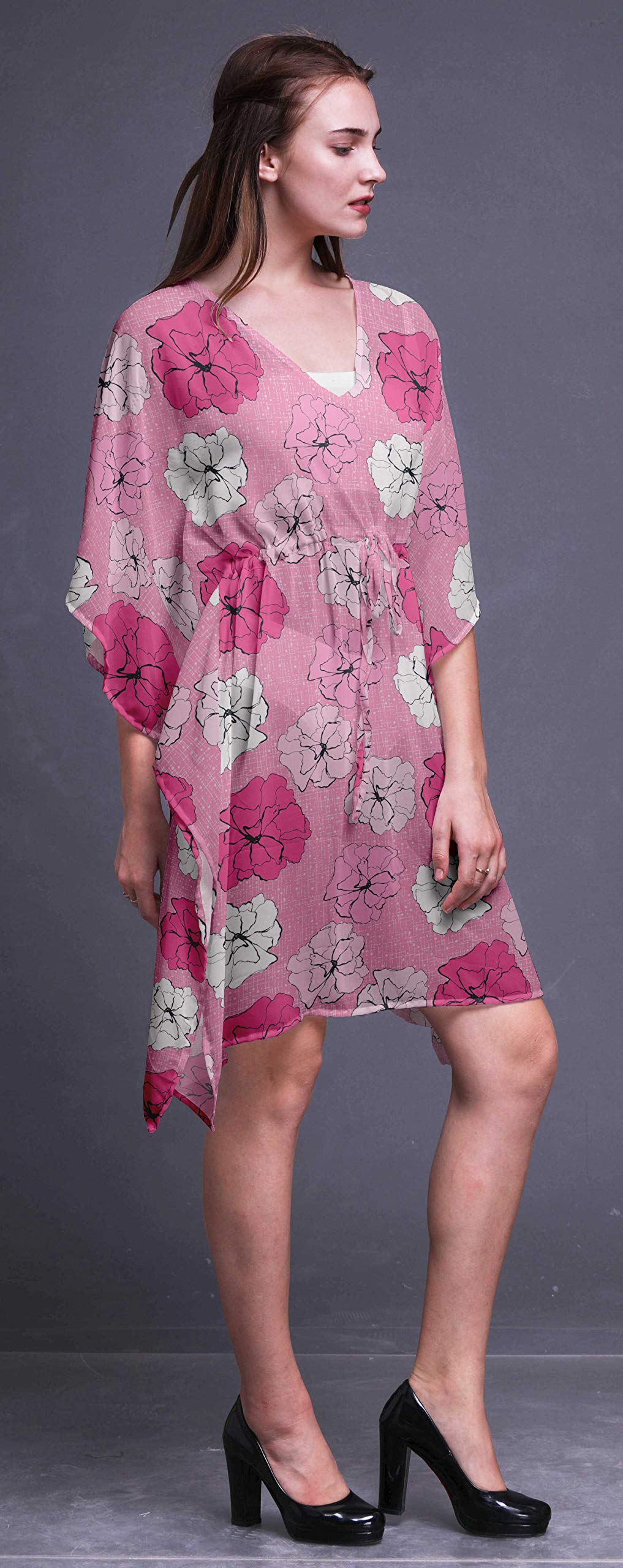 Bimba Women's Short Caftan Midi Dress - Beach Cover Up, Swimwear Cover Up, Summer Kaftan Dress for Pool, Vacation & Boho Outfits