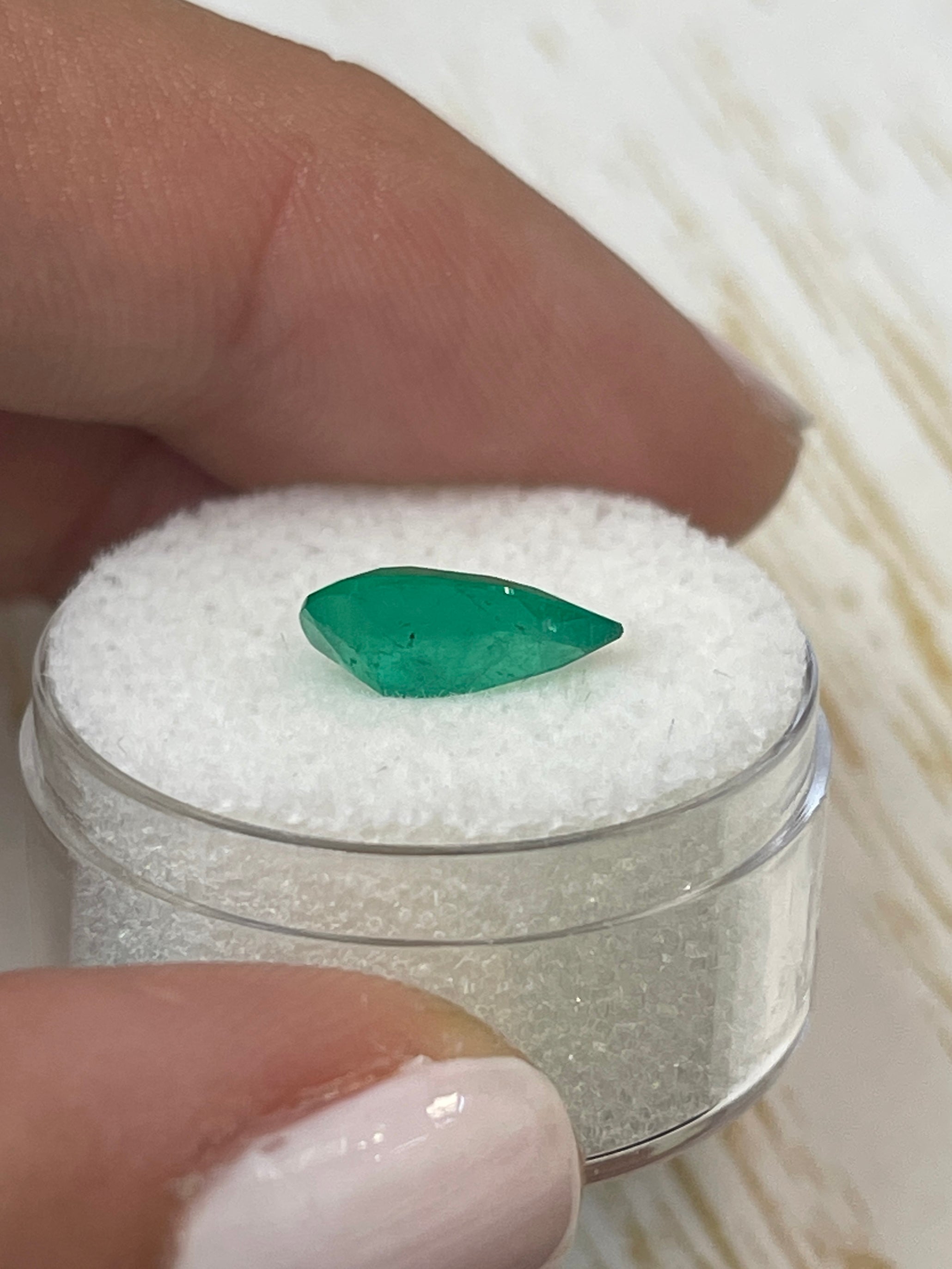1.87 Carat Vivid Green Natural Loose Colombian Emerald Pear Cut Gemstone for Jewelry Making & Engagement Rings