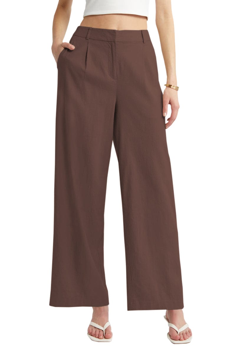 Women's Linen Casual Pants - Comfortable Summer Wide Leg Trousers for Travel, Beach & Lounge Wear