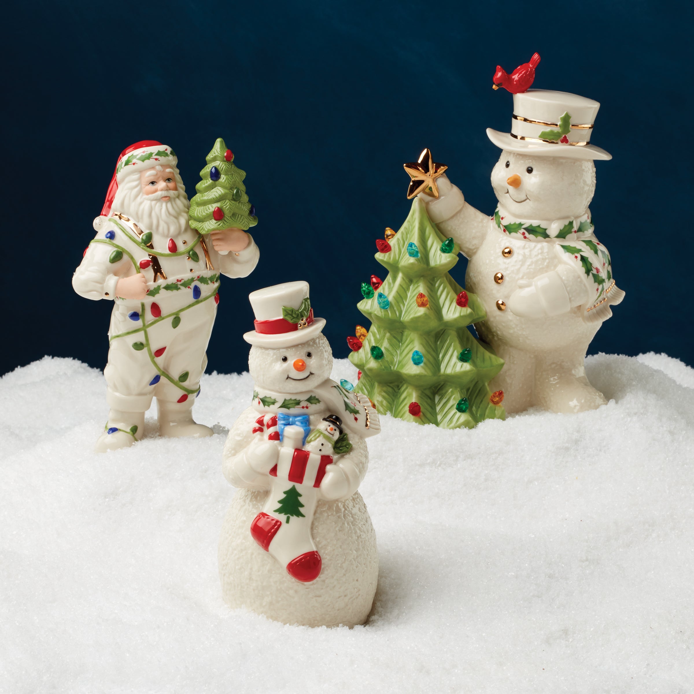 Happy Holly Days Snowman LED Lighted Figurine - Christmas Decoration for Home, Office, and Holiday Party Decor