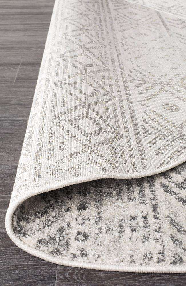 Handwoven Ismail White Grey Tribal Round Rug - Boho Chic Home Decor for Living Room, Bedroom & Office