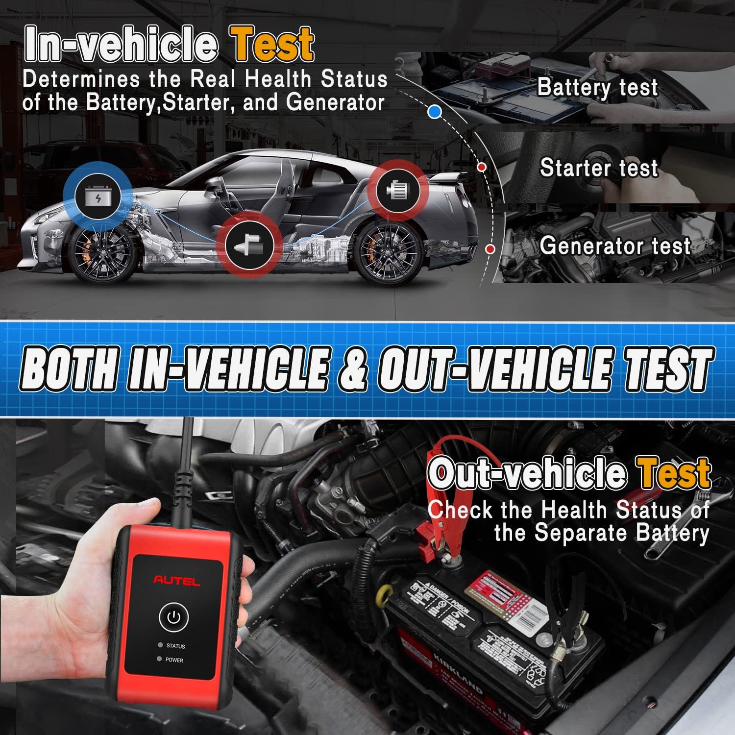 Autel MaxiBAS BT506 6V/12V/24V Battery & Alternator Tester - 100-2000 CCA Load Test, Adaptive Conductance Technology for Higher Accuracy | Automotive Charging System Diagnostic Tool for Cars, Trucks, SUVs | Perfect for Mechanics & DIY Car Maintenance
