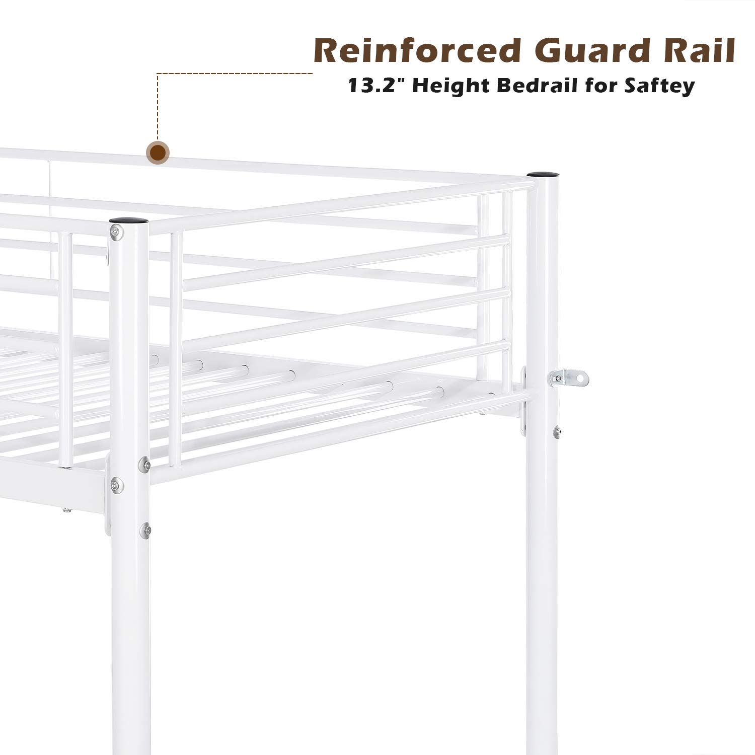 Bonnlo Twin Over Twin Metal Bunk Bed - White Space-Saving Bunk Beds for Kids, Teens & Adults with Anti-Slip Steps, No Box Spring Required | Perfect for Dorms, Small Bedrooms & Guest Rooms