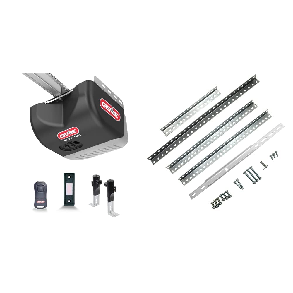 Genie Chain Drive 500 Garage Door Opener with Decko 24999 Installation Kit - Quiet & Reliable Automatic Garage Door Opener System for Home Security & Convenience