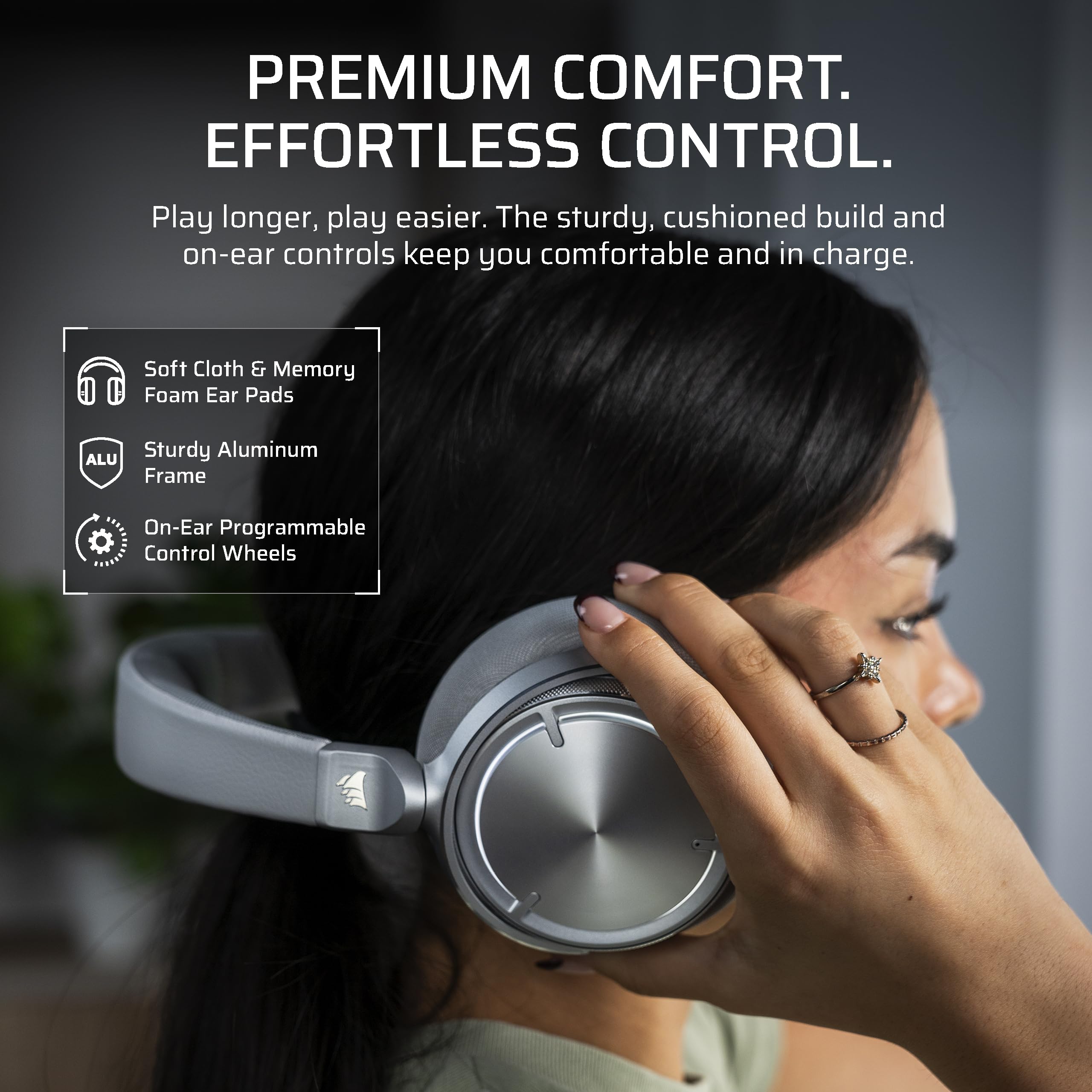 Corsair Virtuoso MAX Wireless Gaming Headset with Dolby Atmos & ANC - 50mm Graphene Drivers, 2.4GHz/Bluetooth Dual Connectivity - Compatible with PC, Mac, PS5, PS4 (Silver) - Perfect for Competitive Gaming, Streaming & Home Entertainment