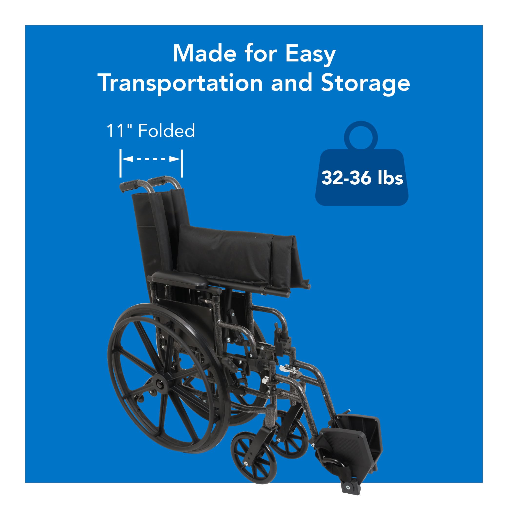 Ultra Lightweight Wheelchair for Adults - Adjustable Seat Height & Flip-Back Desk Arms - Elevating Leg Rests - 20