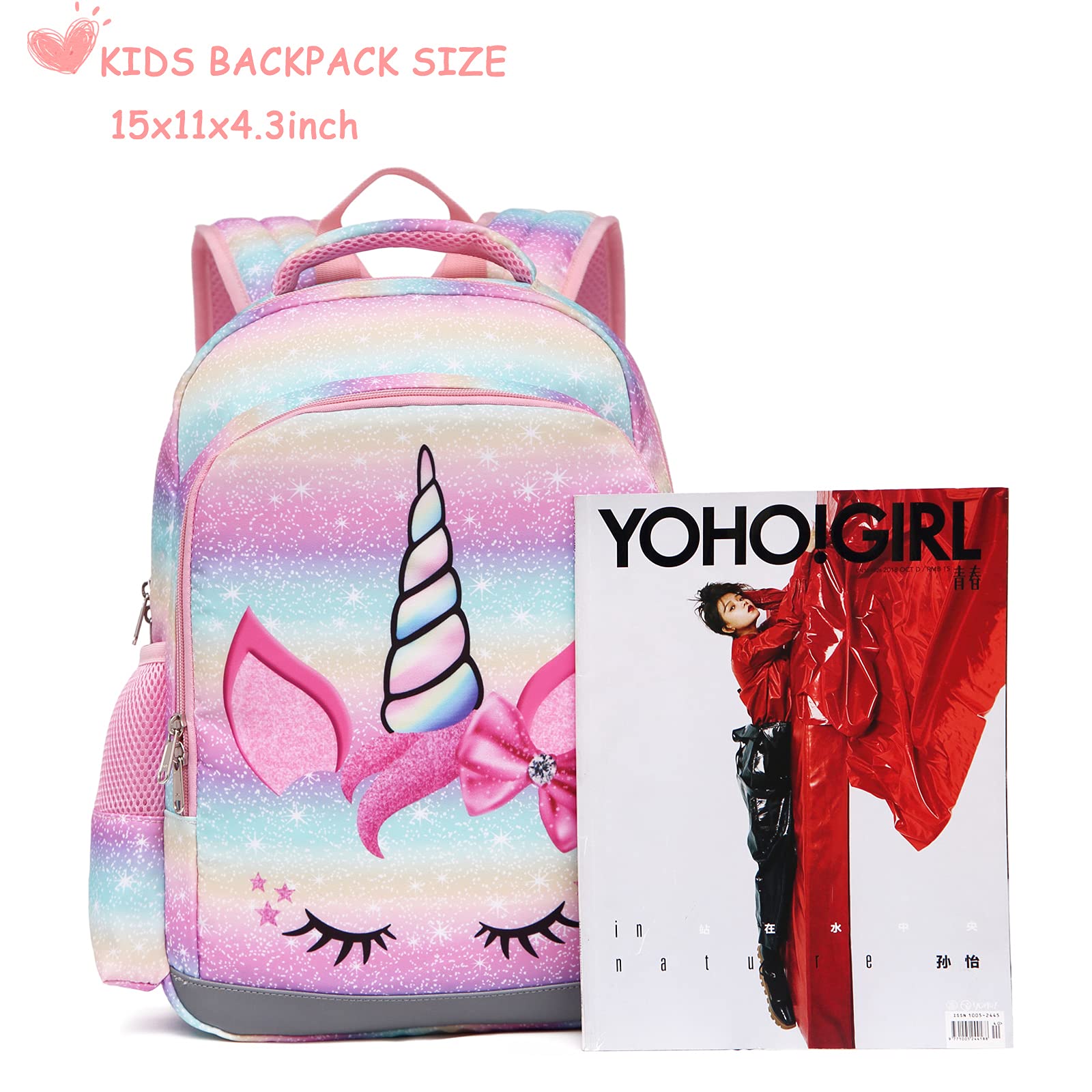 Octsky Unicorn Backpack for Girls - Cute Kids Backpack for Preschool & Kindergarten, Lightweight Toddler Bookbag with Adjustable Chest Strap - Perfect for School, Travel, and Daily Adventures