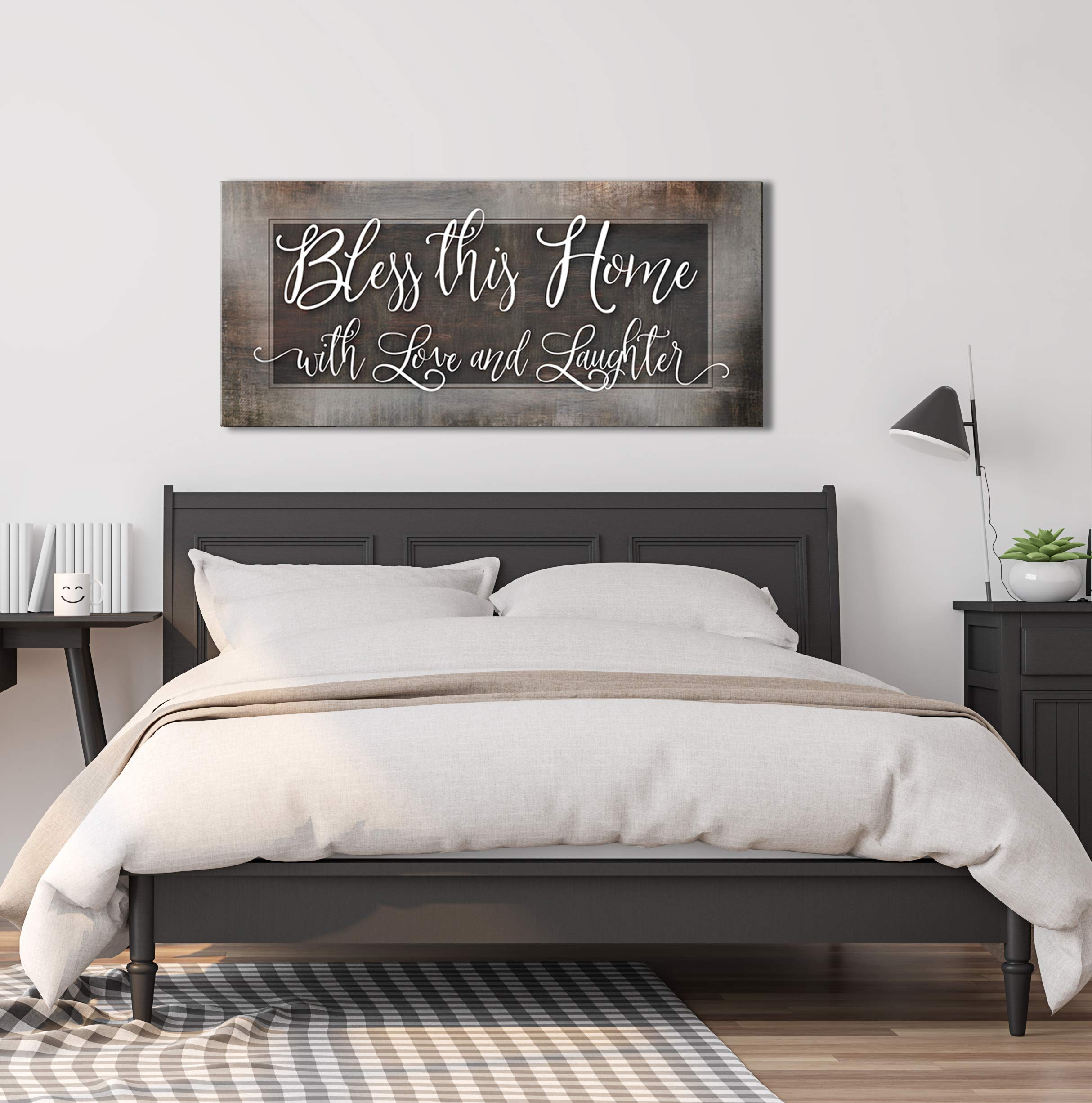 Bless This Home With Love - Religious Wall Decor for Housewarming Gifts, Rustic Home Decoration for Living Room, Blessed Sign (Brown, 60x27 inches) - Perfect for Farmhouse, Christian Homes & Cozy Spaces