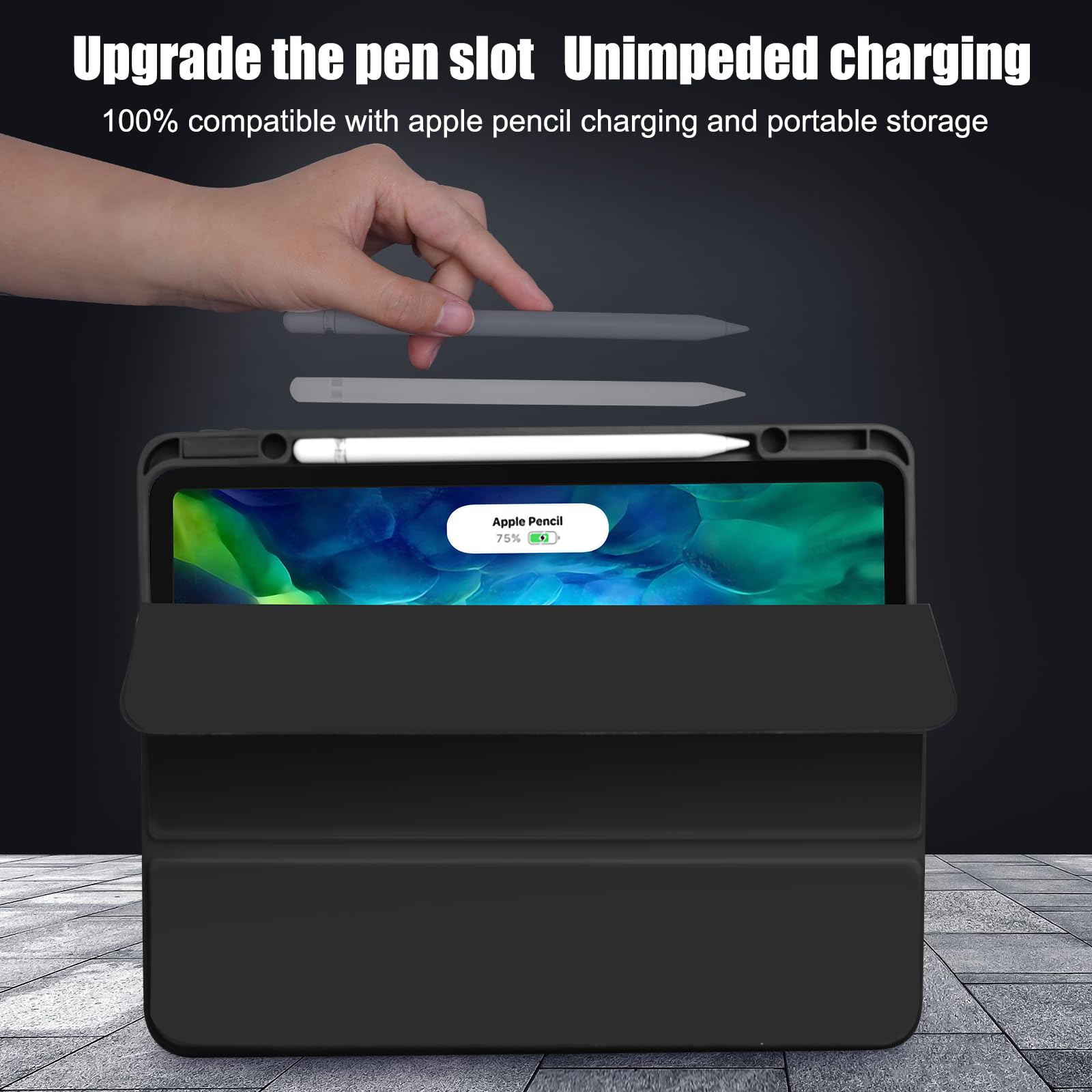 Premium PU Leather iPad Pro 11 Case & iPad Air 10.9 Case - Detachable Baby Skin-IKE Touch Cover with Apple Pencil Holder | Slim Protective Shell for Work, School & Travel (Black)